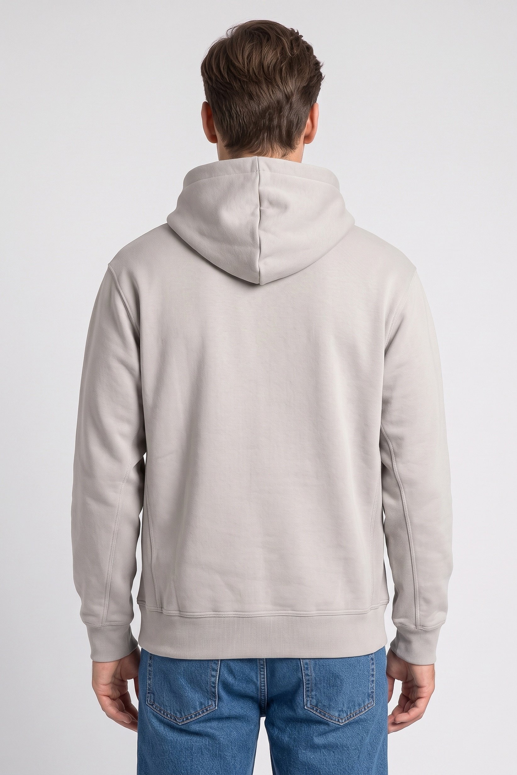 Men Solid Long Sleeve Hoodie, Grey
