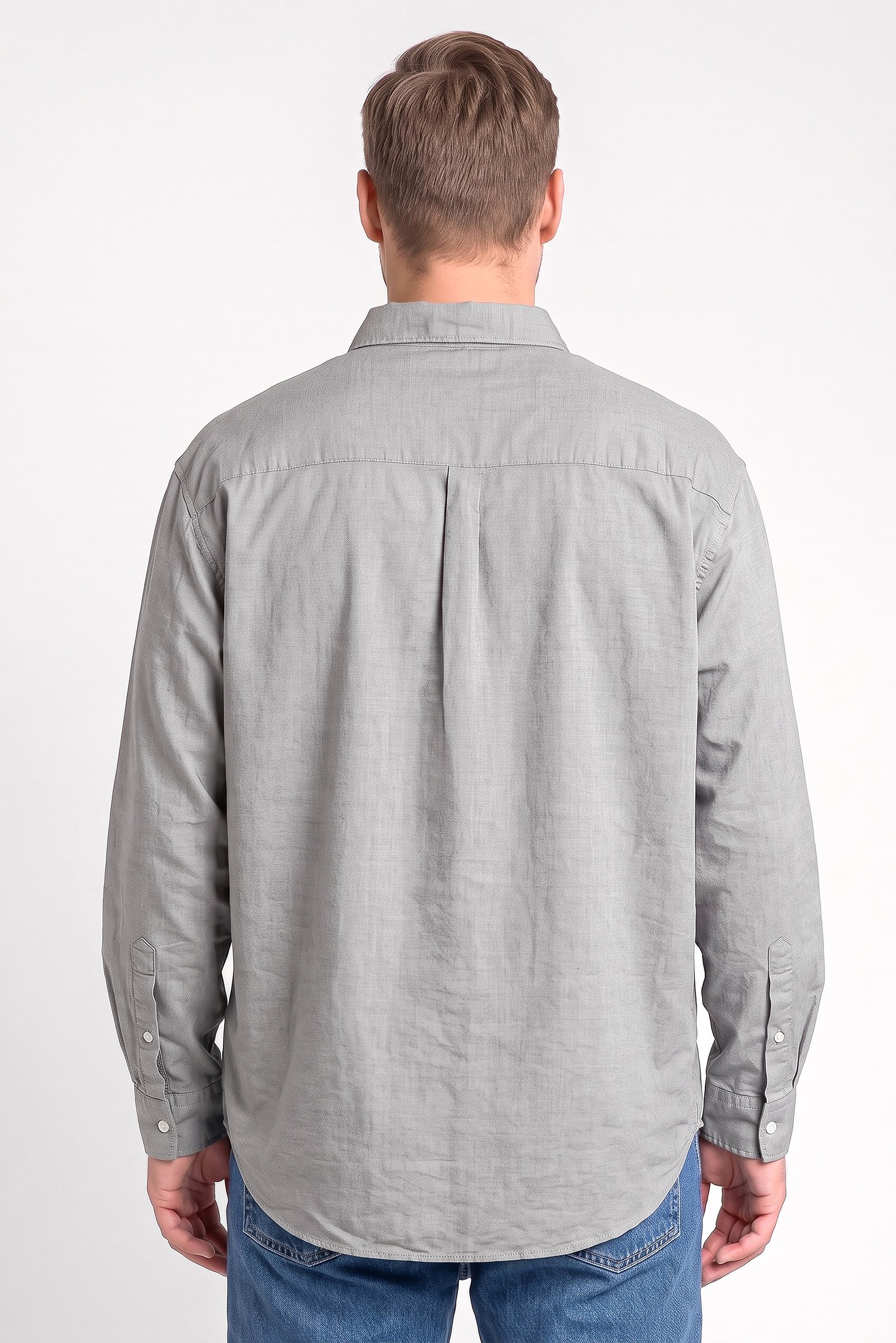 Men Oversized Fit Long Sleeve Solid Casual Shirt, Grey