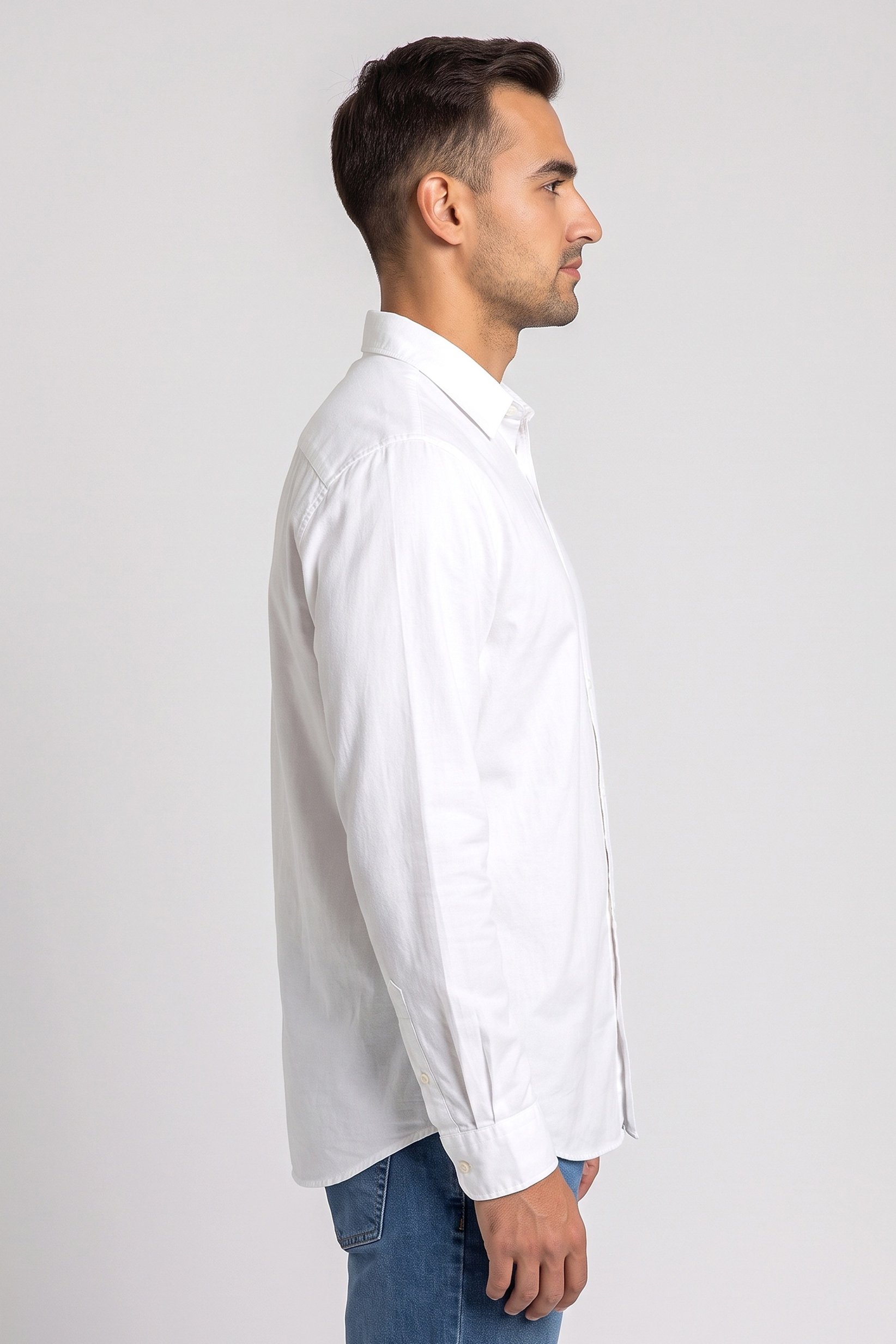 Men Oversized Fit Long Sleeve Solid Casual Shirt, White
