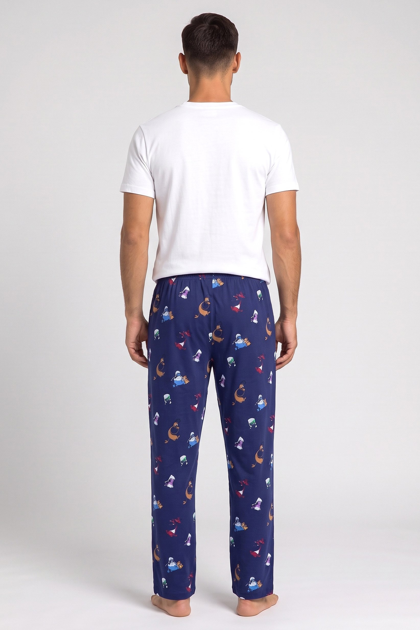 Men 2 Pcs Graphic Print T-Shirt And Pants Pyjama Set, Multicolor