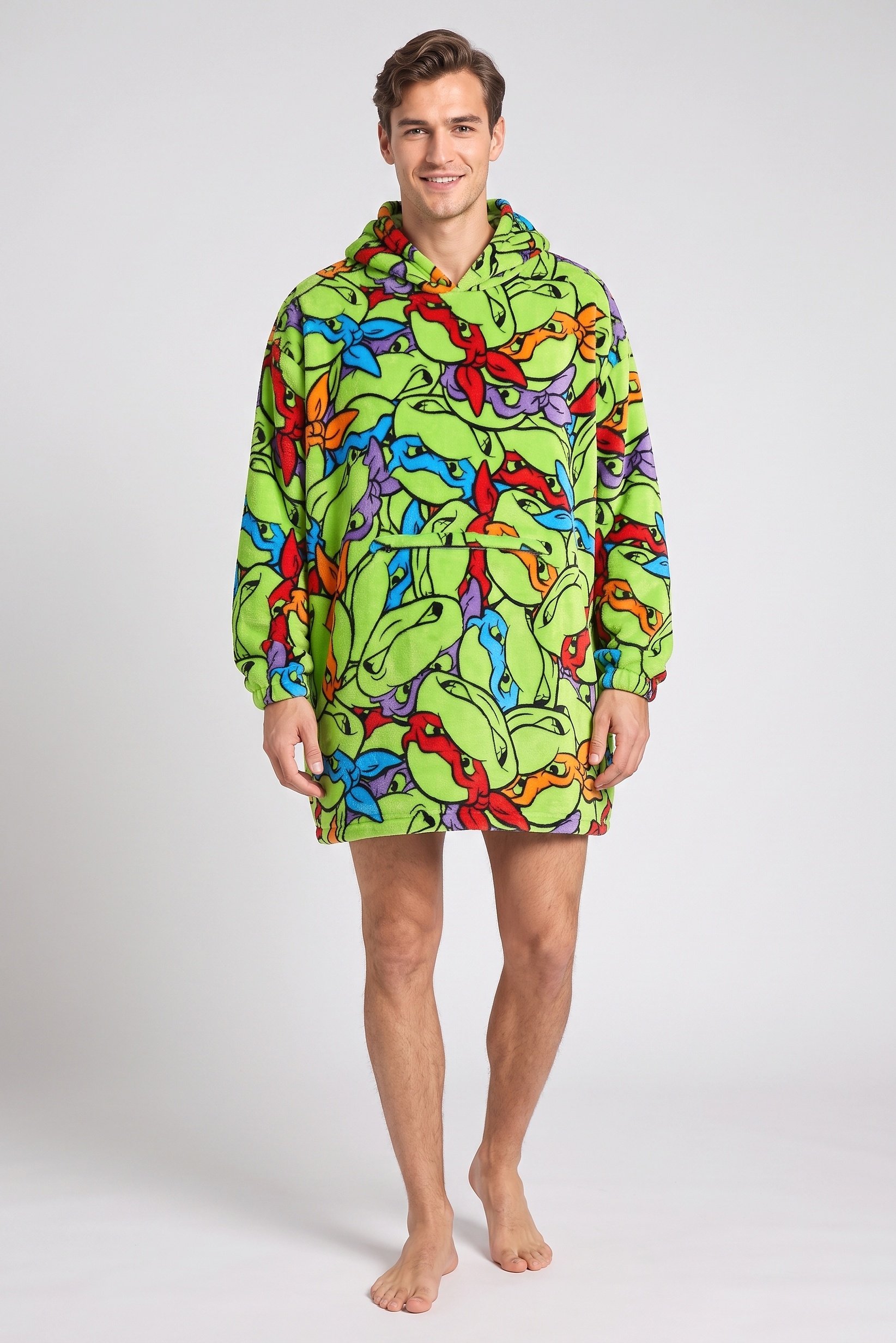 Men 2 in 1 Hooded Graphic Print Sleepwear, Multicolor