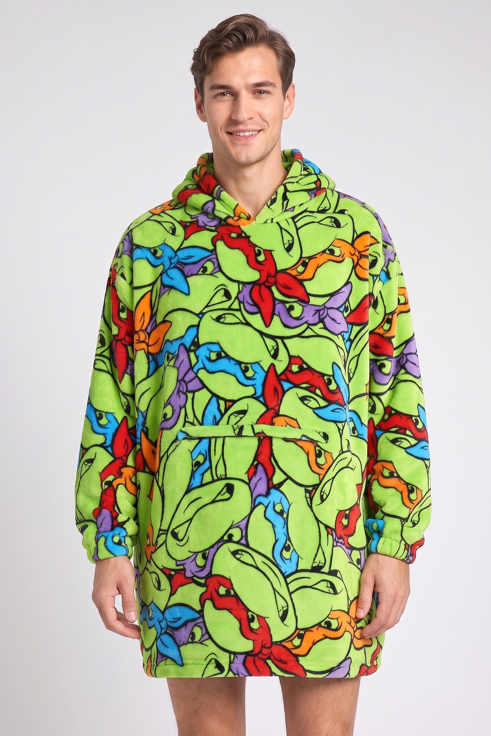 Men 2 in 1 Hooded Graphic Print Sleepwear, Multicolor