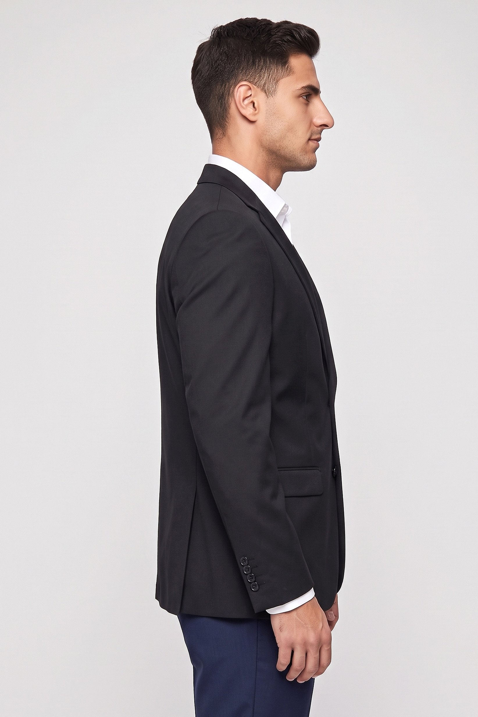 Men Regular Fit Solid Casual Blazer, Black