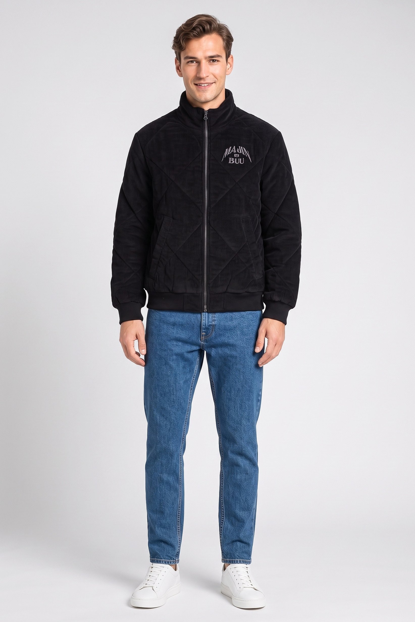 Celio x Dragon BallZ Men Quilted Bomber Jacket, Black