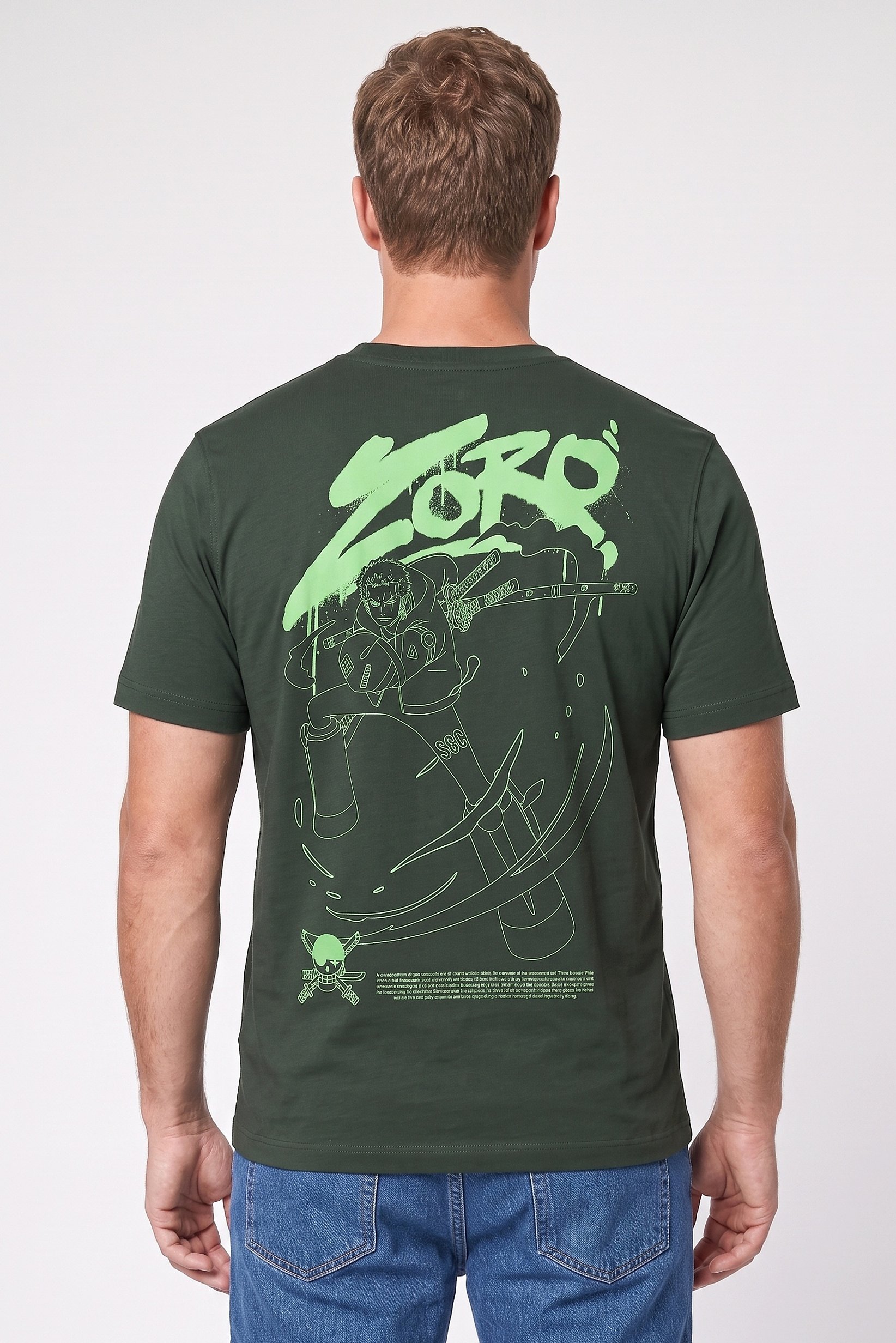Men Crew Neck Short Sleeve Graphic Print T-shirt, Green