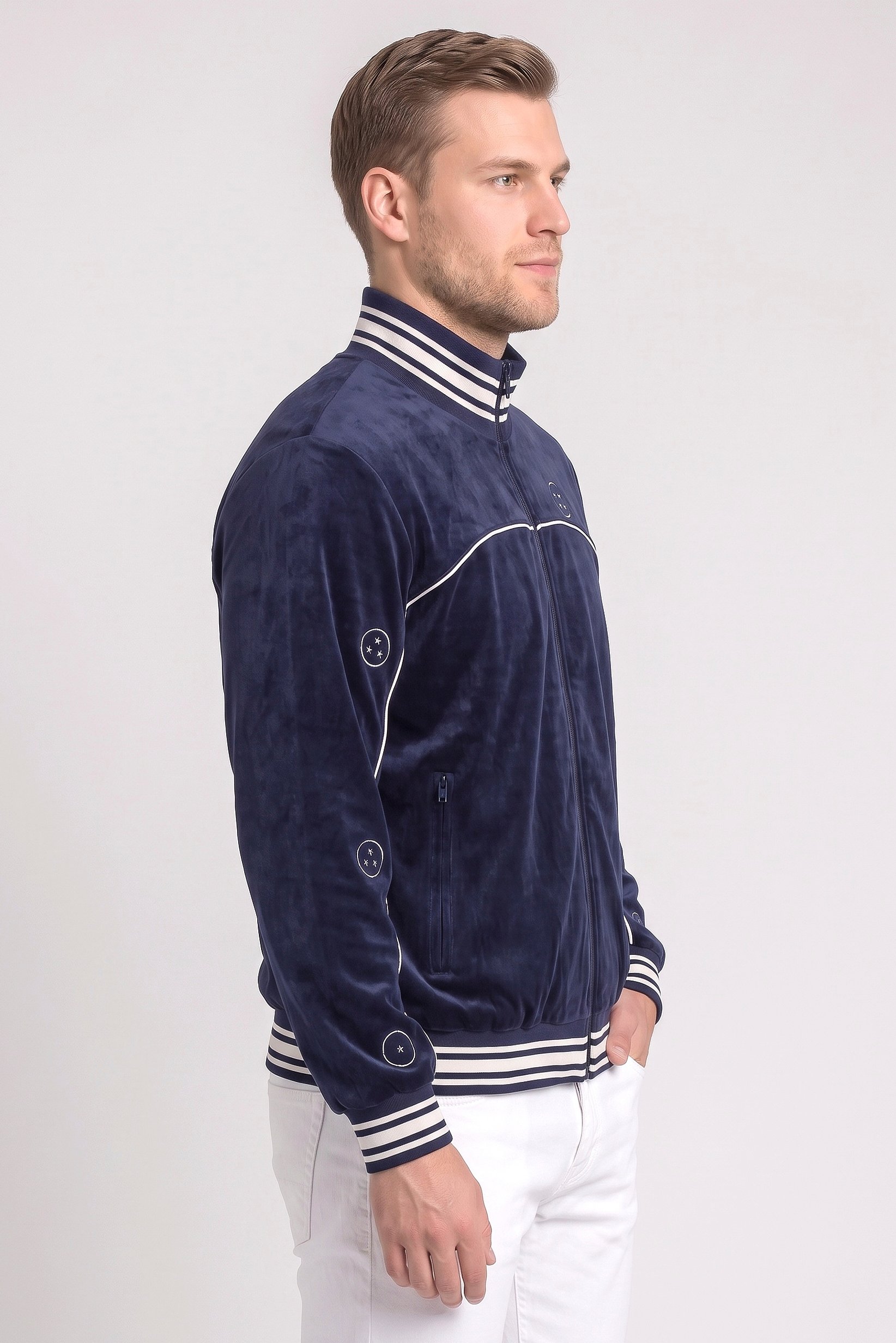 Dragon BallZ x Celio Men Embroidered Bomber Jacket, Blue