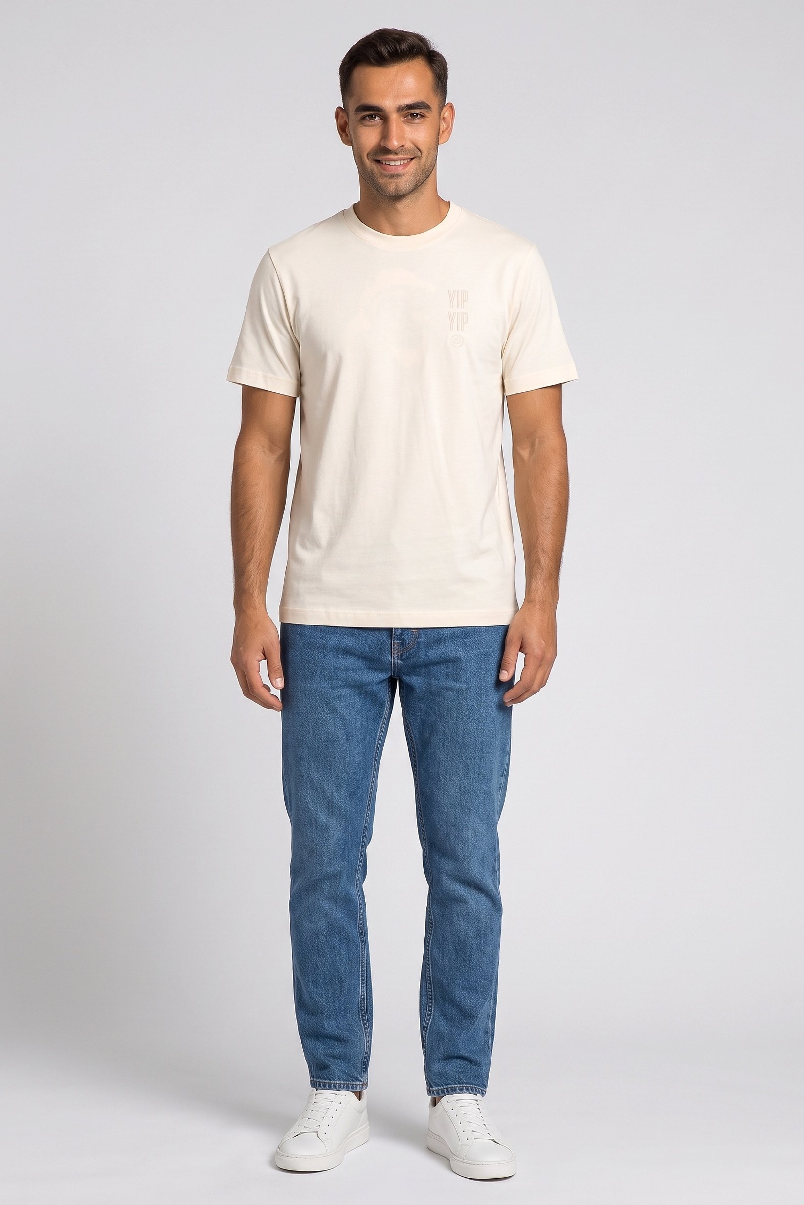 Celio x Avatar Men Crew Neck Short Sleeve Embroidered T-Shirt, Beige