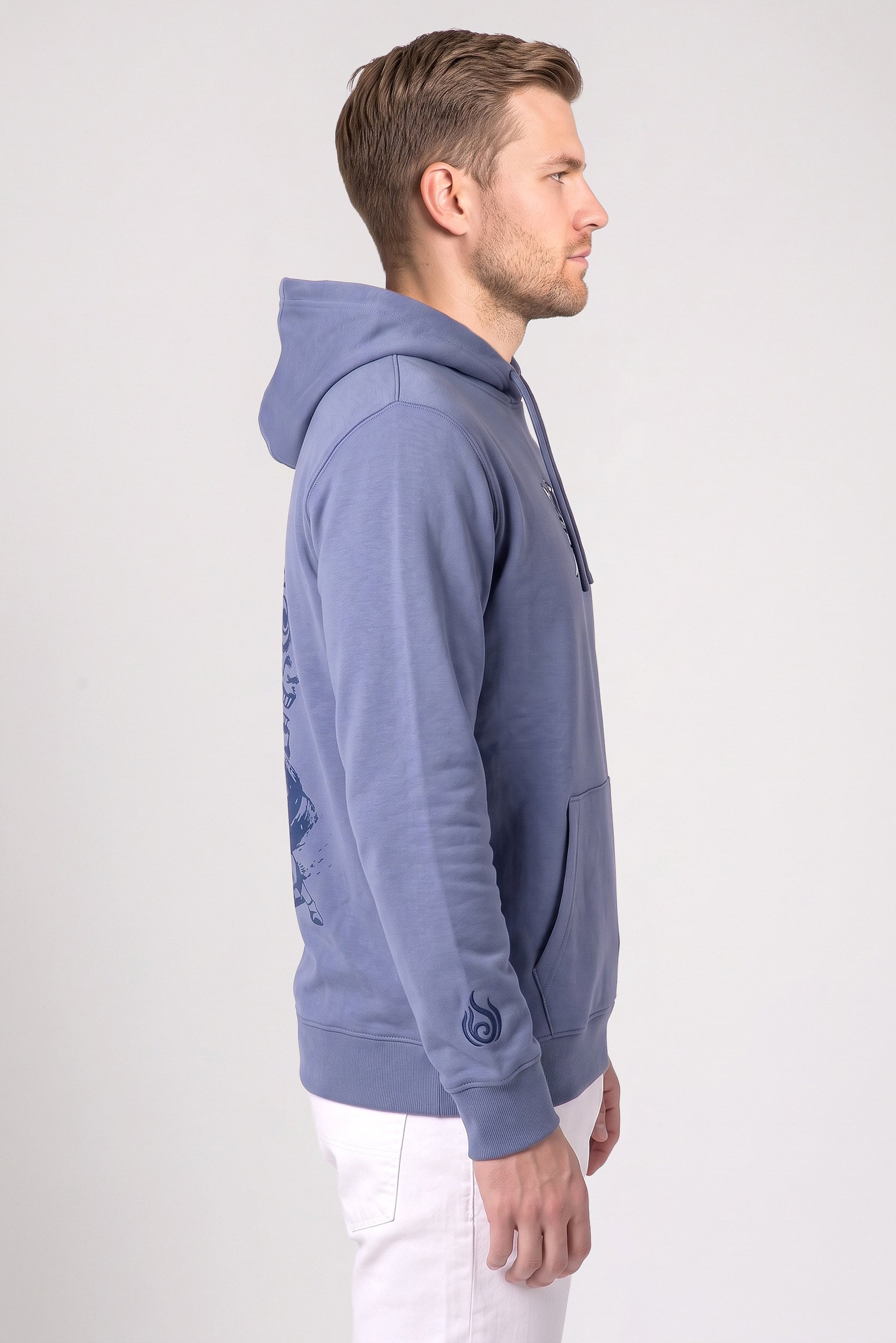 Celio x Avatar Men Embroidered Logo Long Sleeve Hoodie, Blue