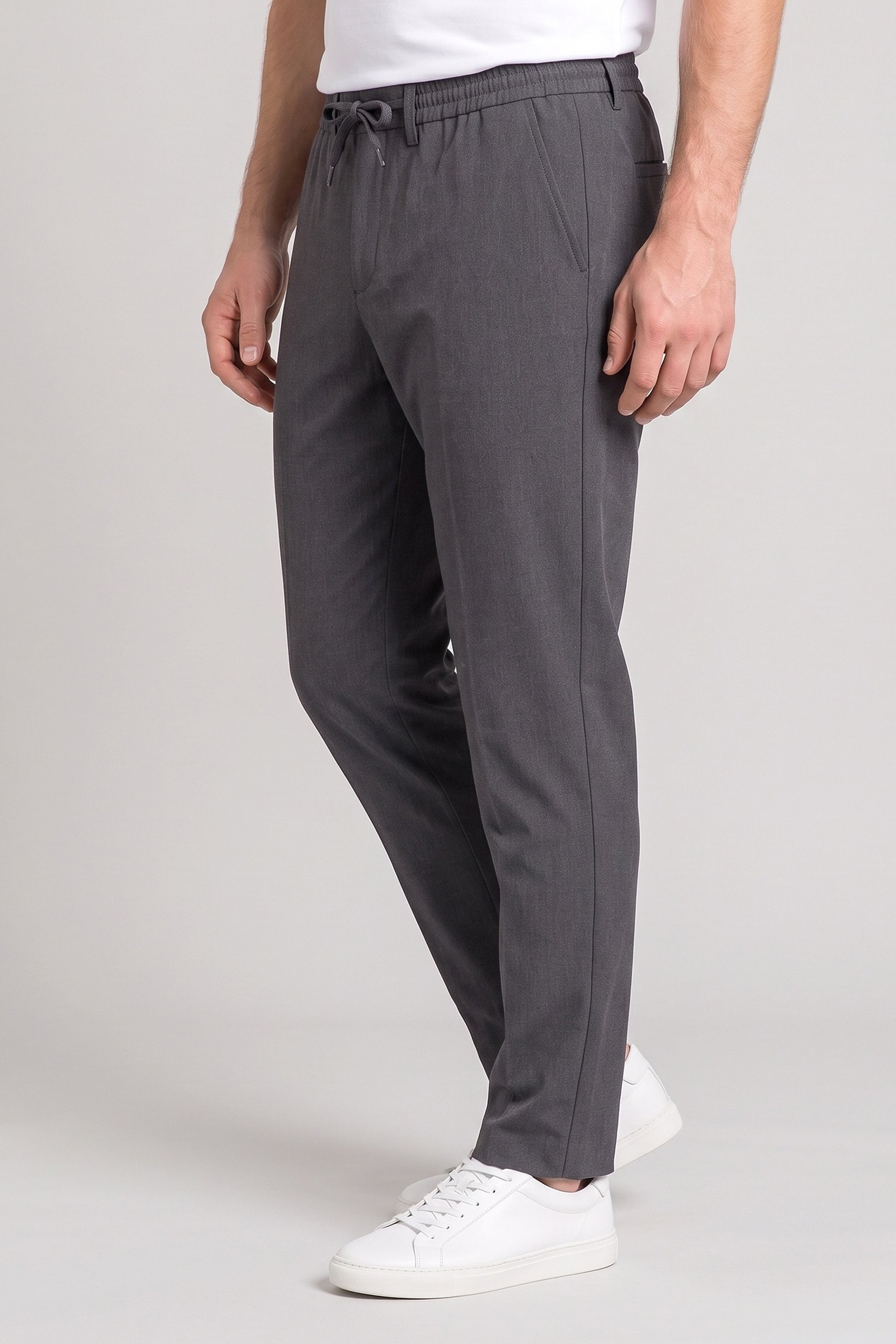 Men Stretch Fit Solid Chino Pants, Grey
