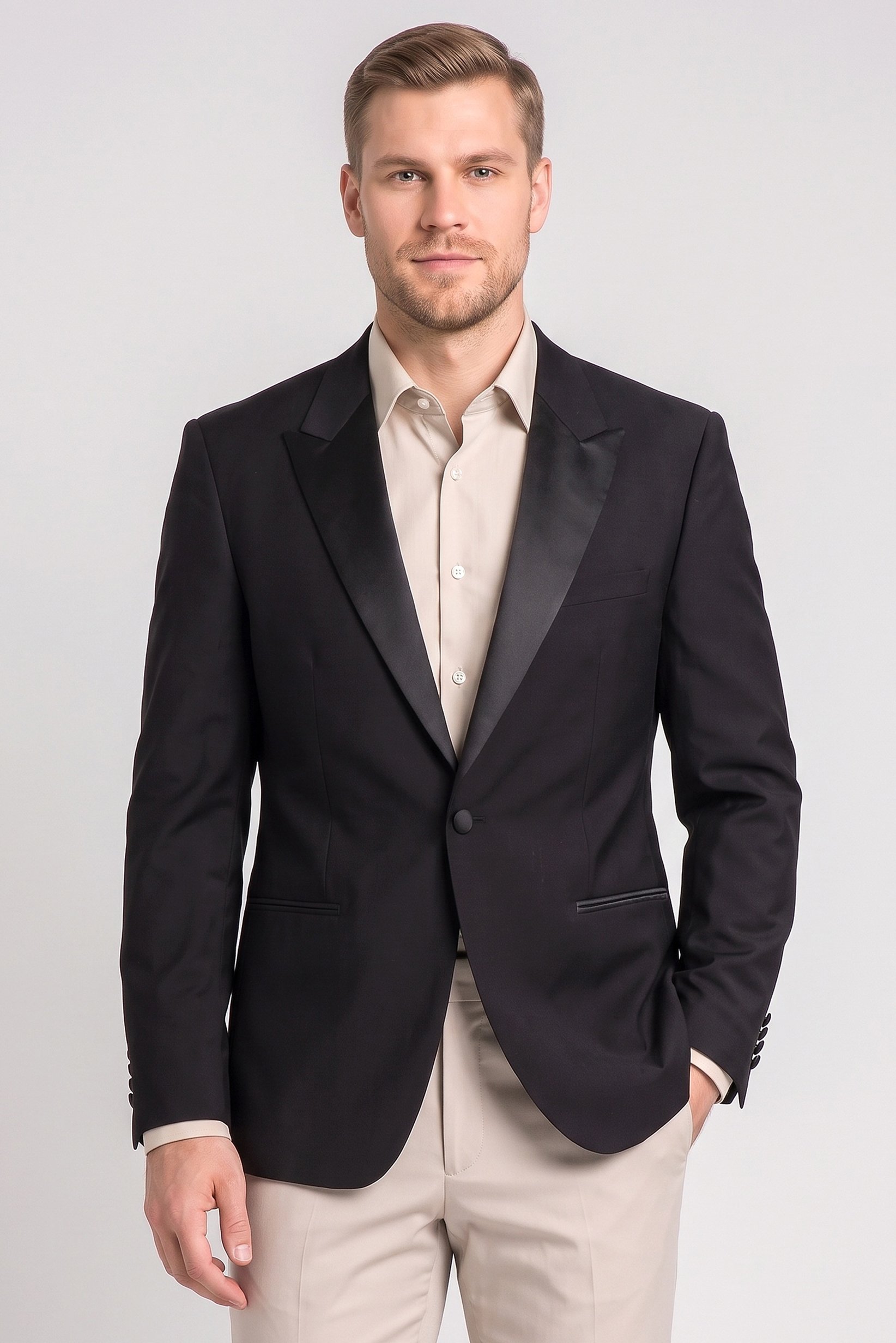 Men Regular Fit Plain Formal Blazer, Black