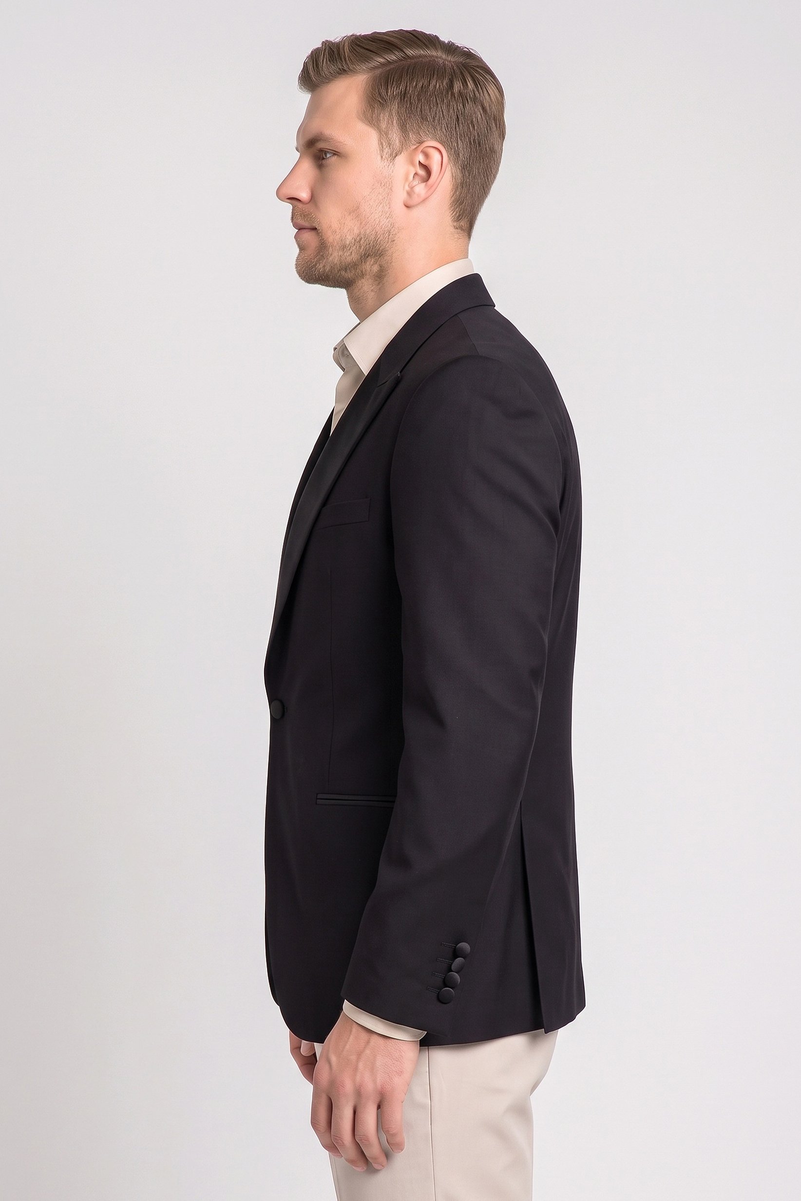 Men Regular Fit Plain Formal Blazer, Black