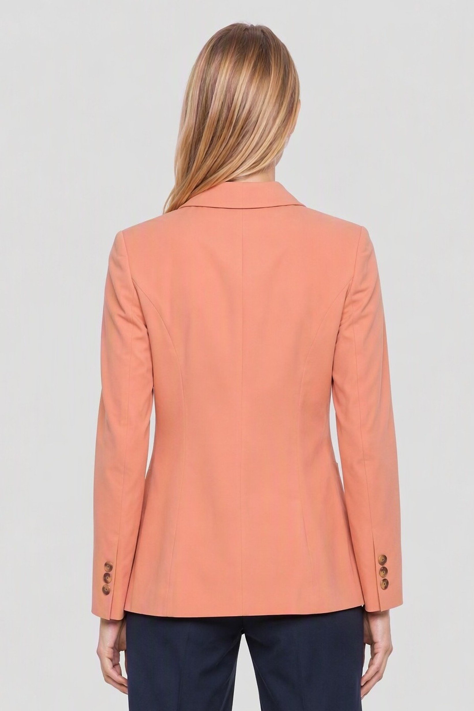 Women Regular Fit Solid Blazer Jacket, Peach