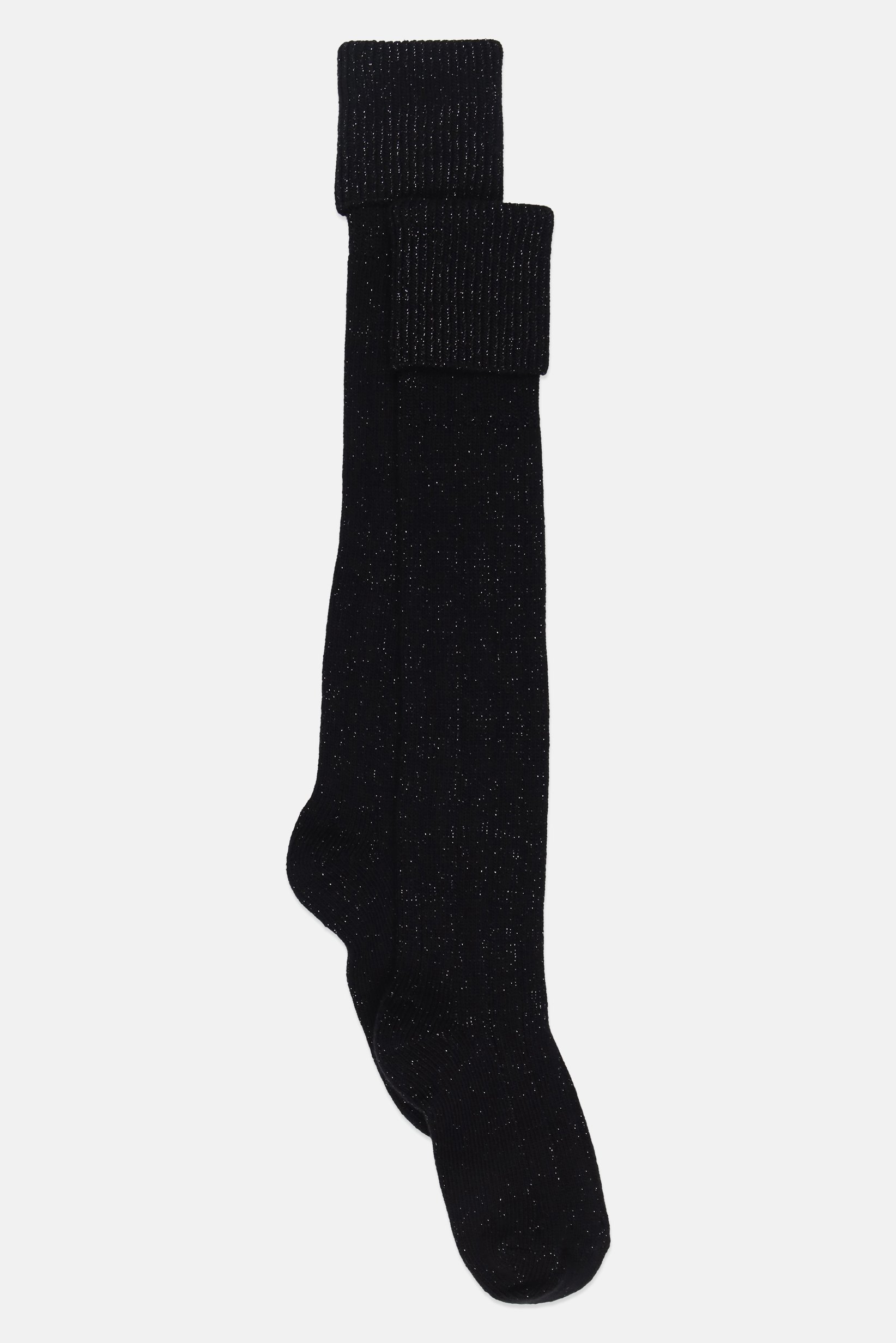 Women Metallic High Socks, Black
