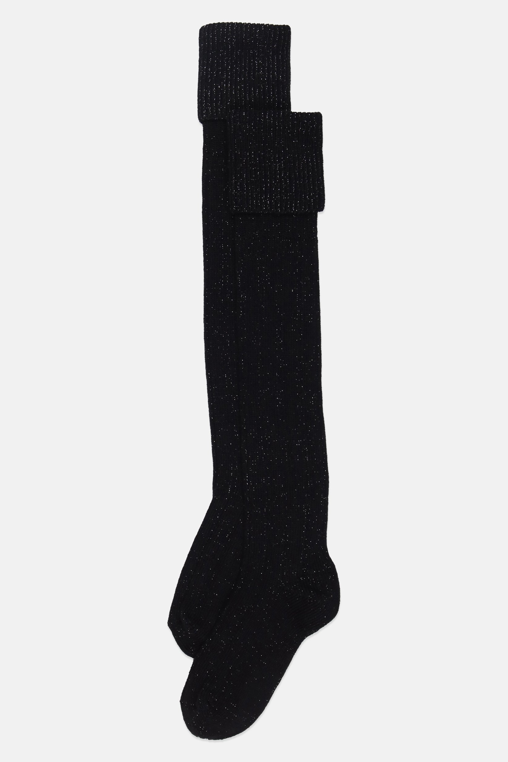 Women Metallic High Socks, Black
