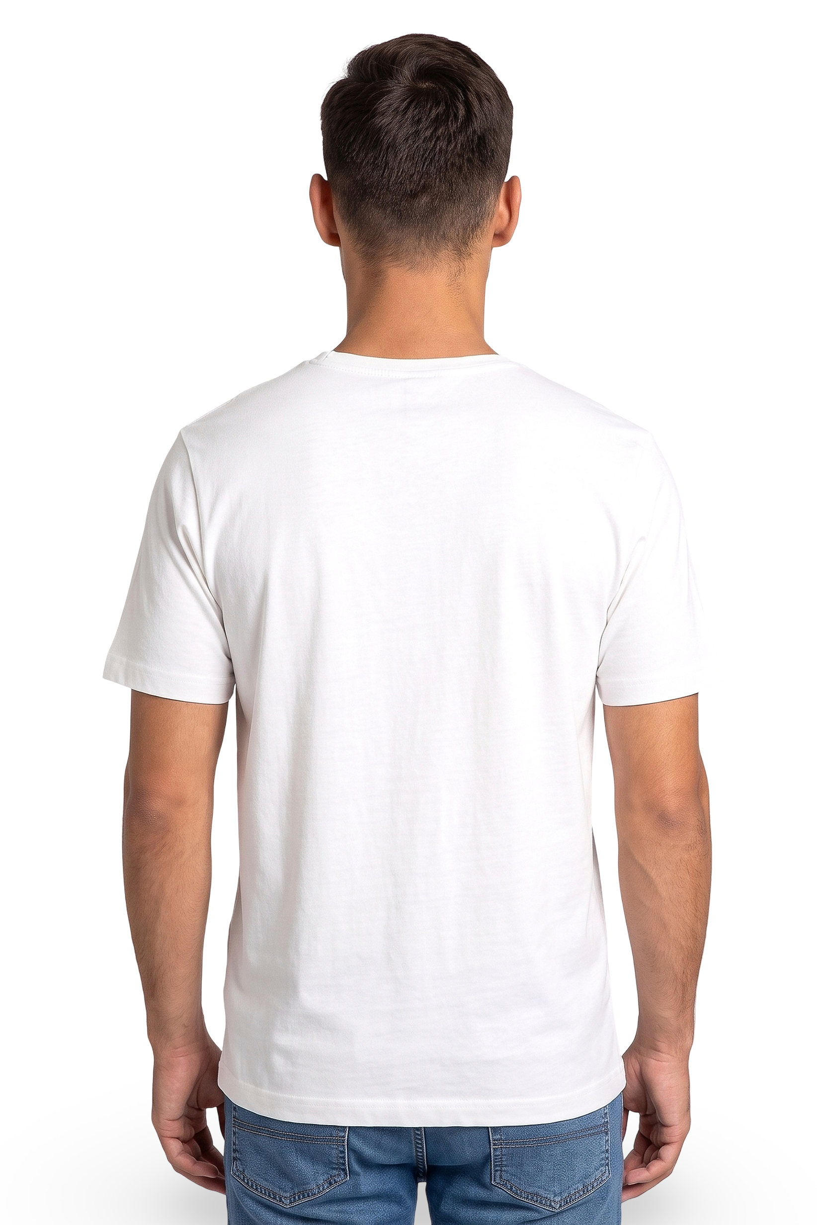 Men Crew Neck Short Sleeve Brand Logo T-Shirt, White