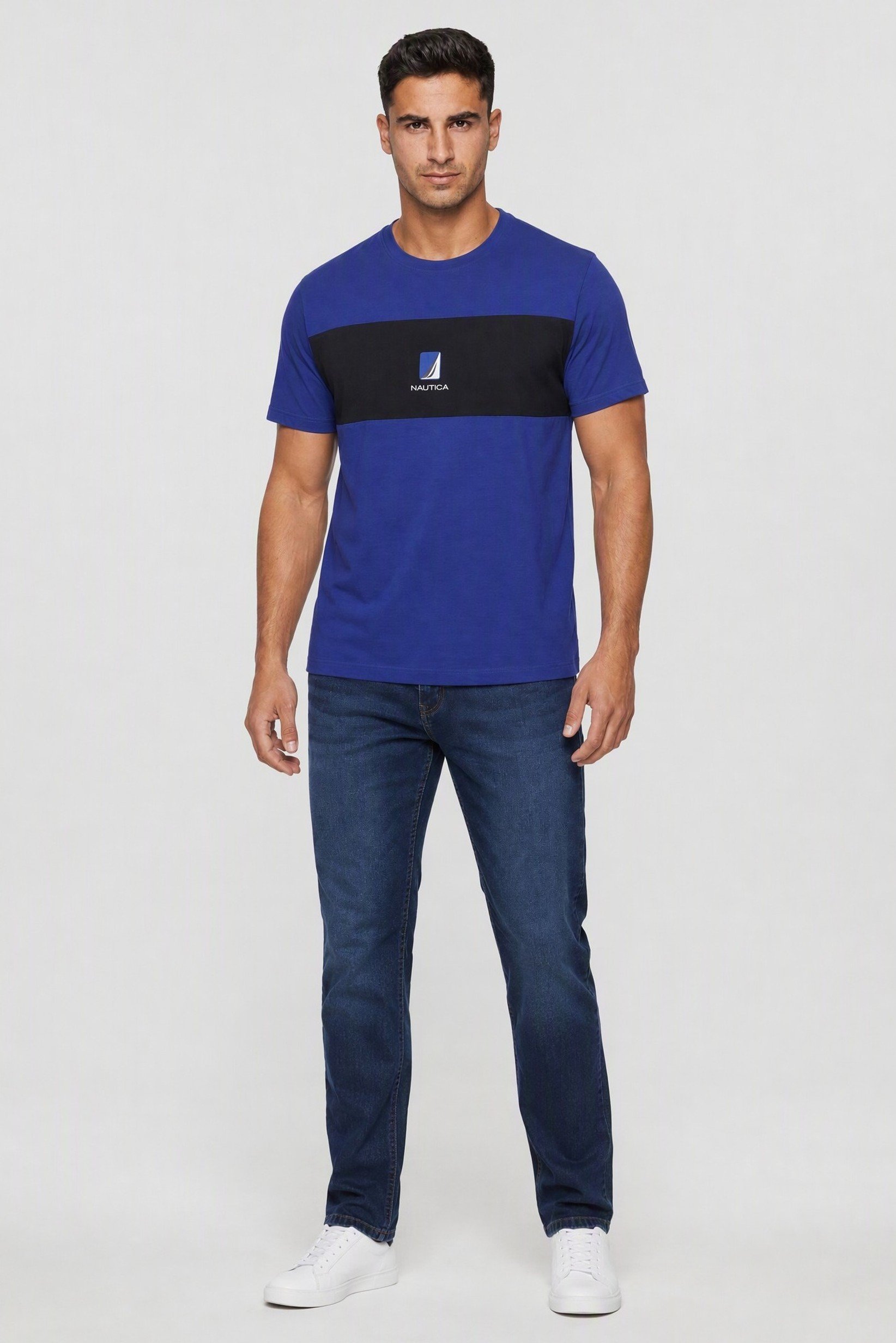 Men Crew Neck Short Sleeve Brand Logo T-Shirt, Purple