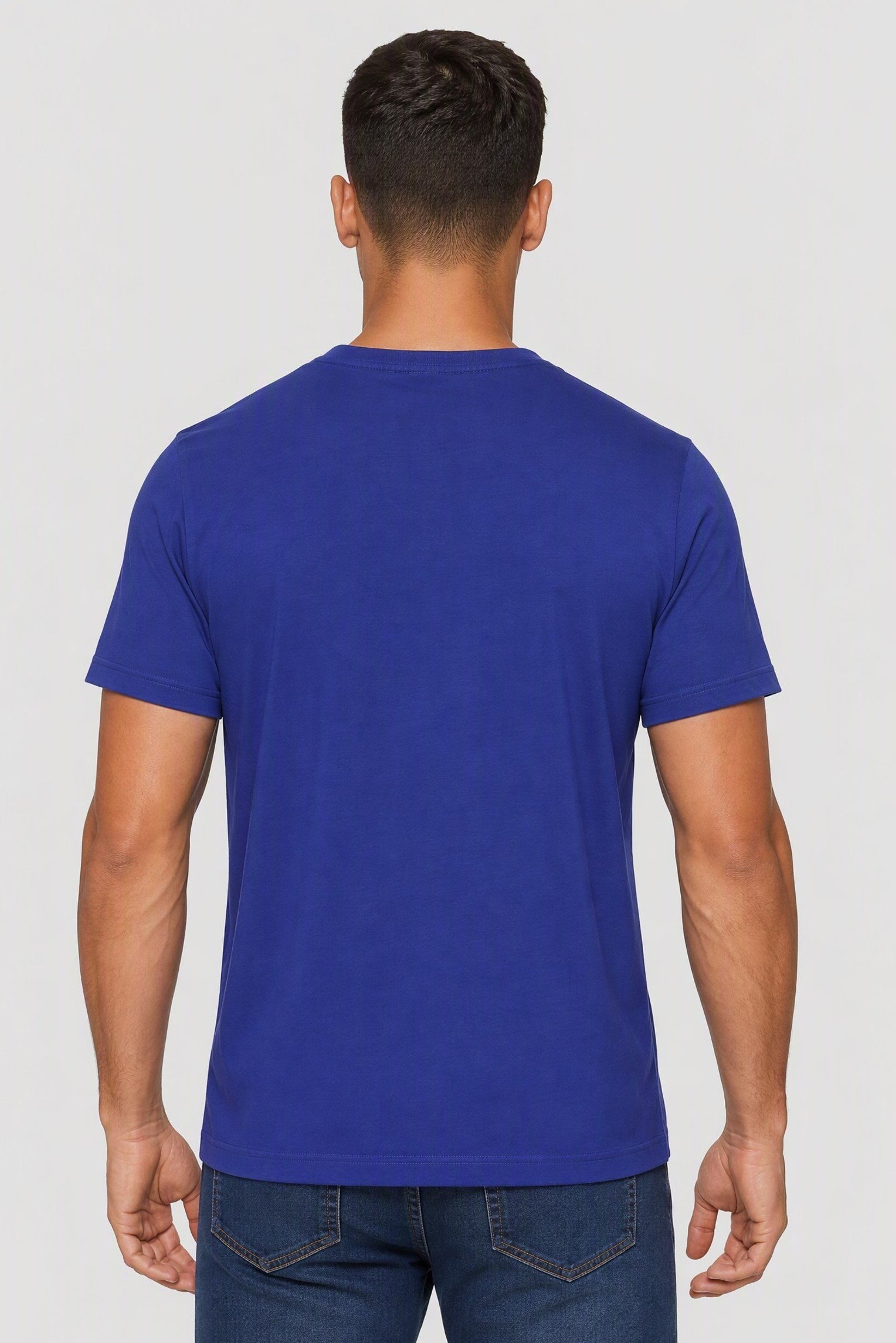 Men Crew Neck Short Sleeve Brand Logo T-Shirt, Purple