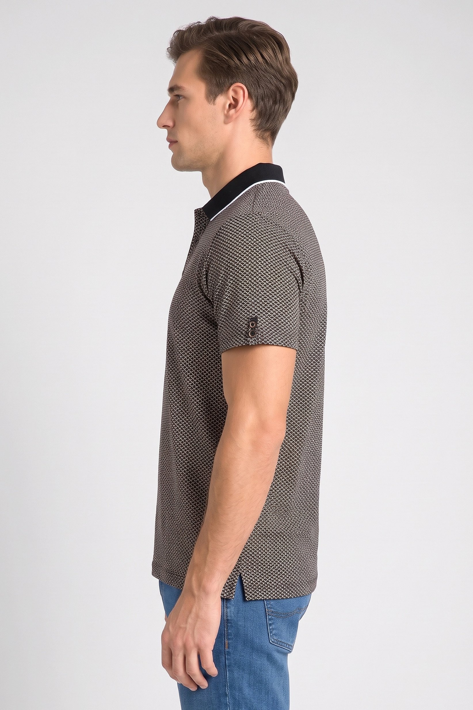 Men Regular Fit Diamond Pattern Short Sleeve Polo Shirt, Multicolor