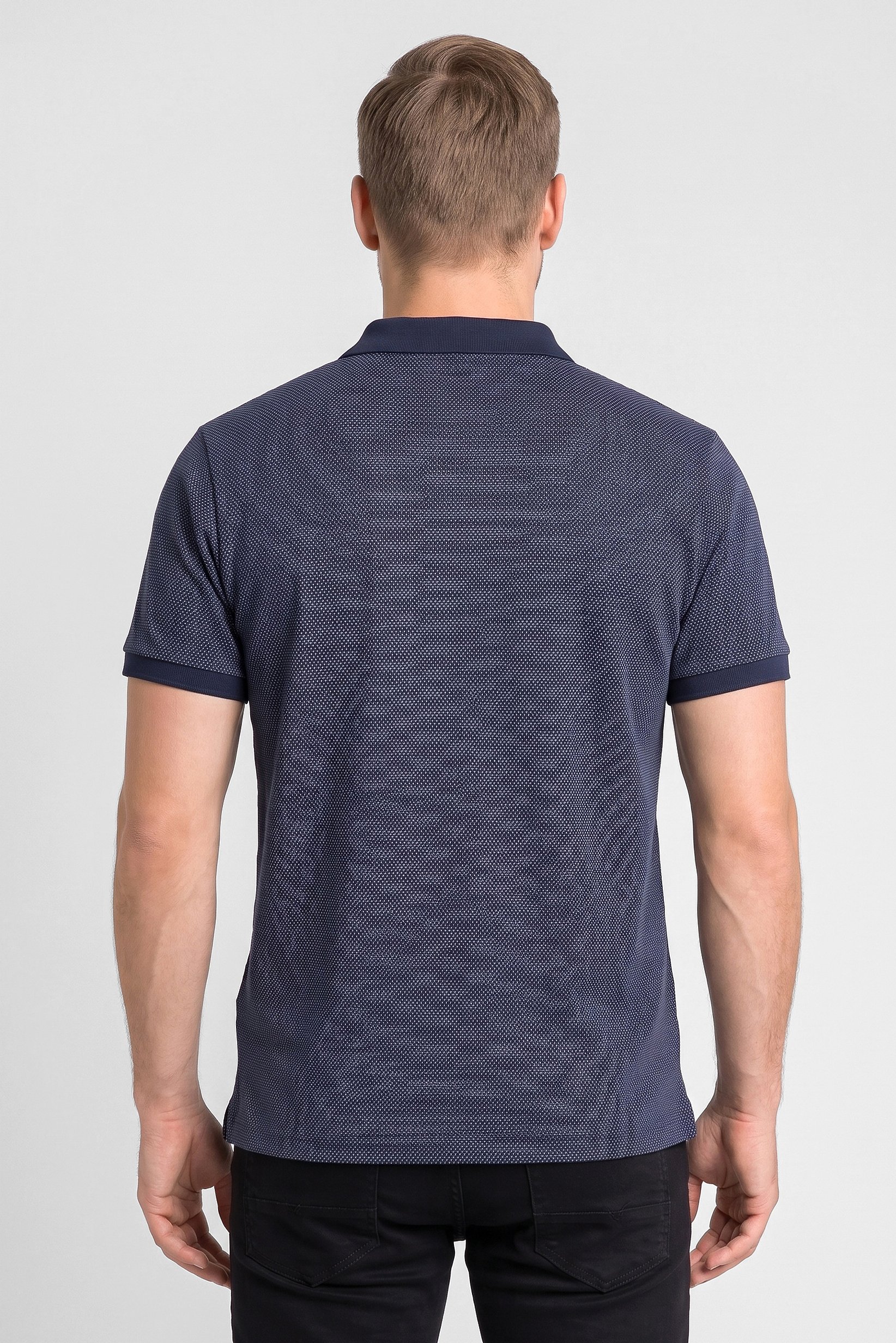 Men Regular Fit Short Sleeve Birdseye Pattern Polo Shirt, Navy