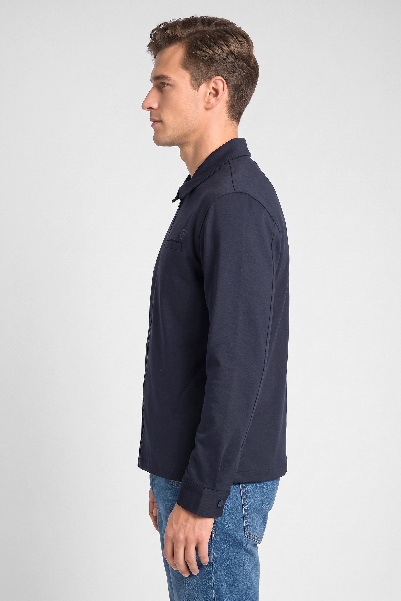 Men Brand Logo Softshell Jacket, Navy