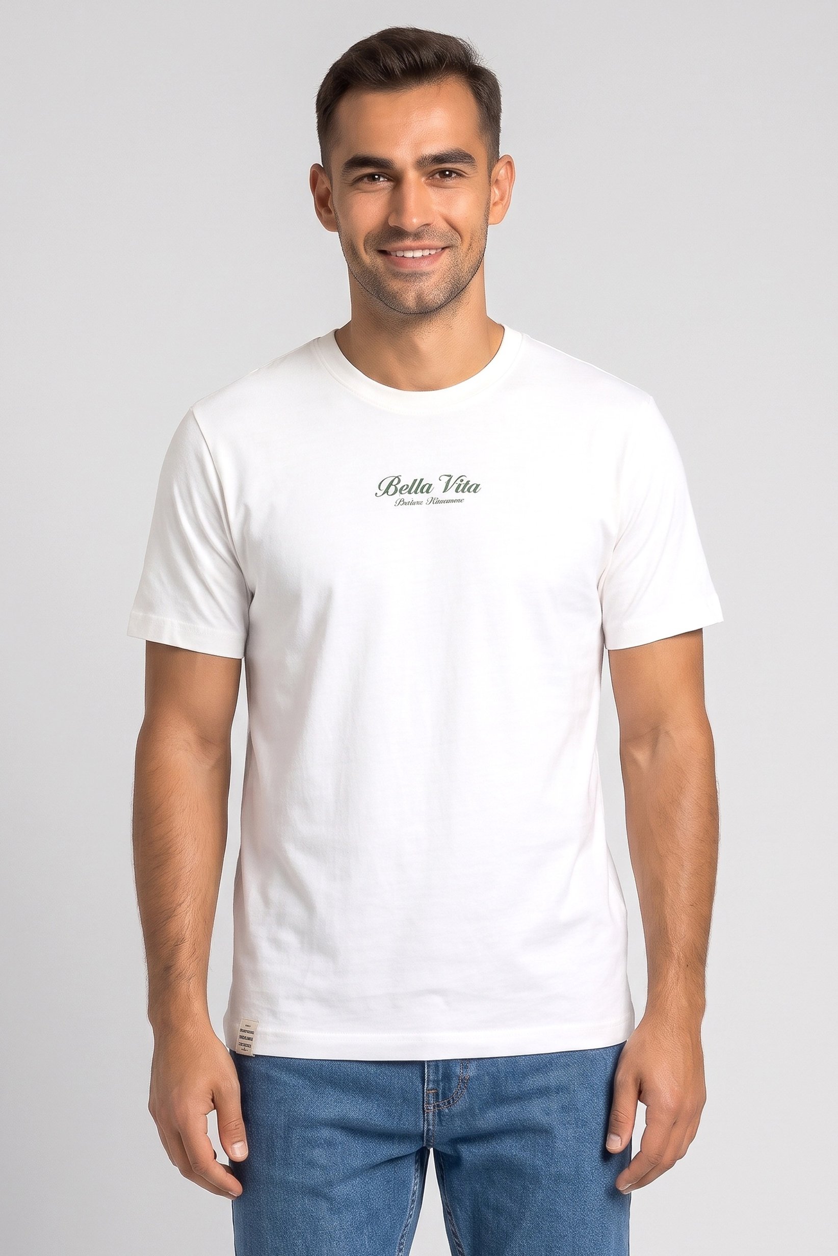Men Crew Neck  Short Sleeve Graphic T-Shirt, White