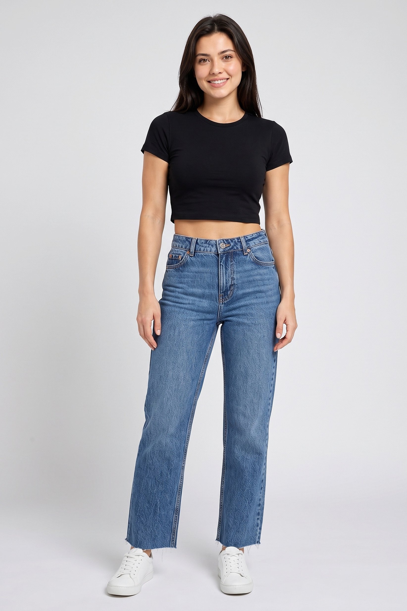Women Straight Fit Washed Non Stretchable Denim Jeans, Blue
