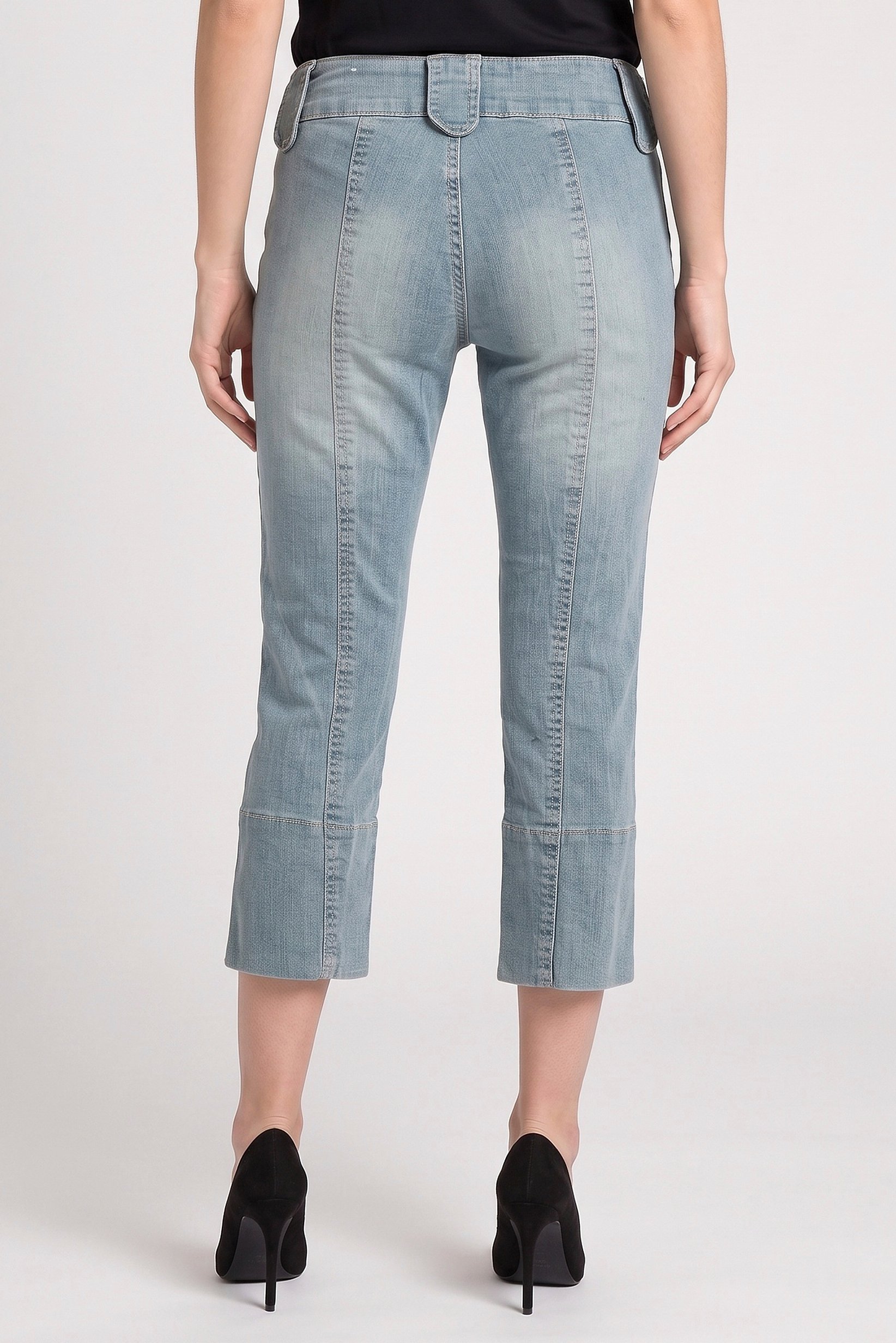 Women Regular Fit Stretchable Washed Capri Jeans, Blue