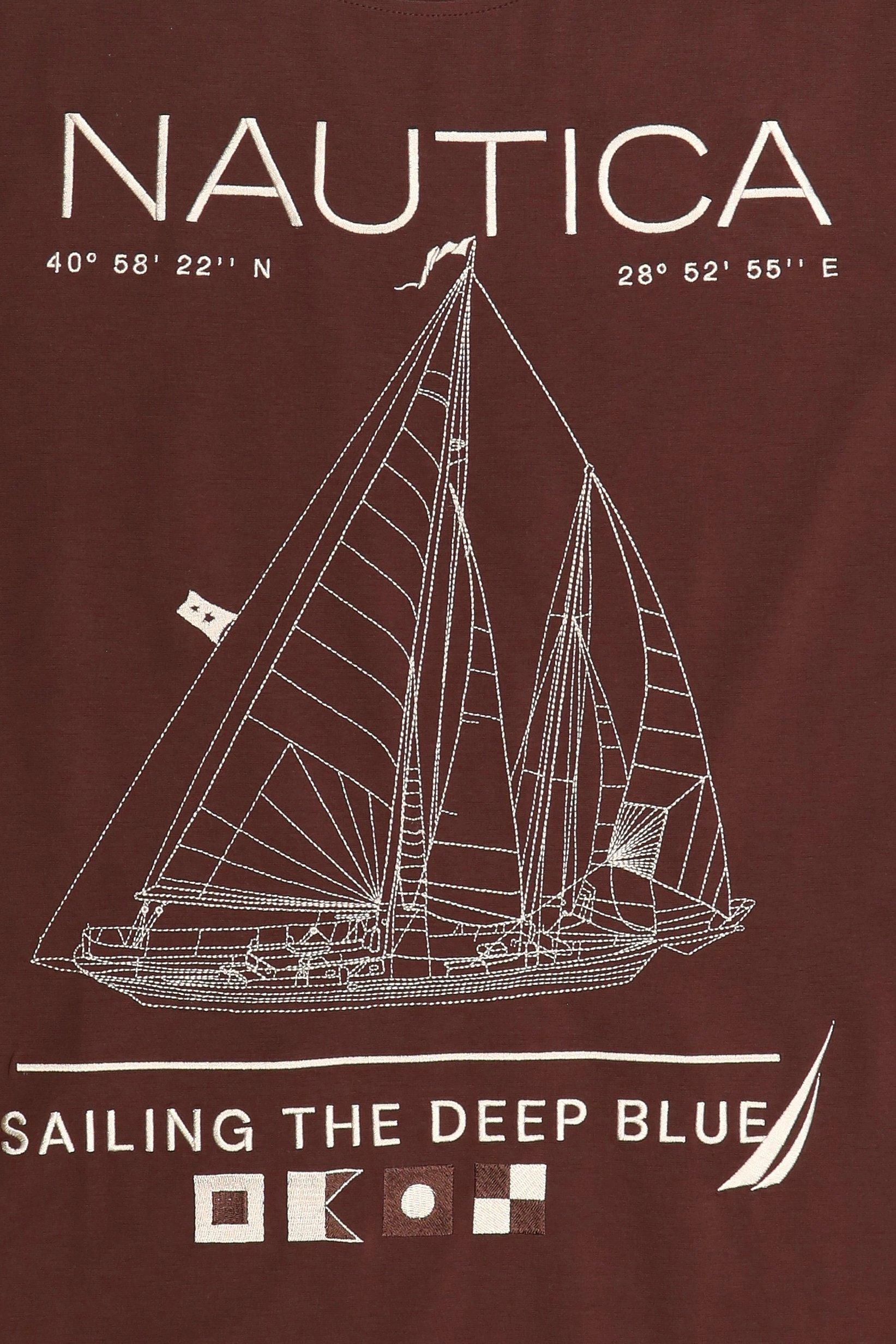 Men Crew Neck Short Sleeve Embroidered Logo T-Shirt, Chocolate Brown