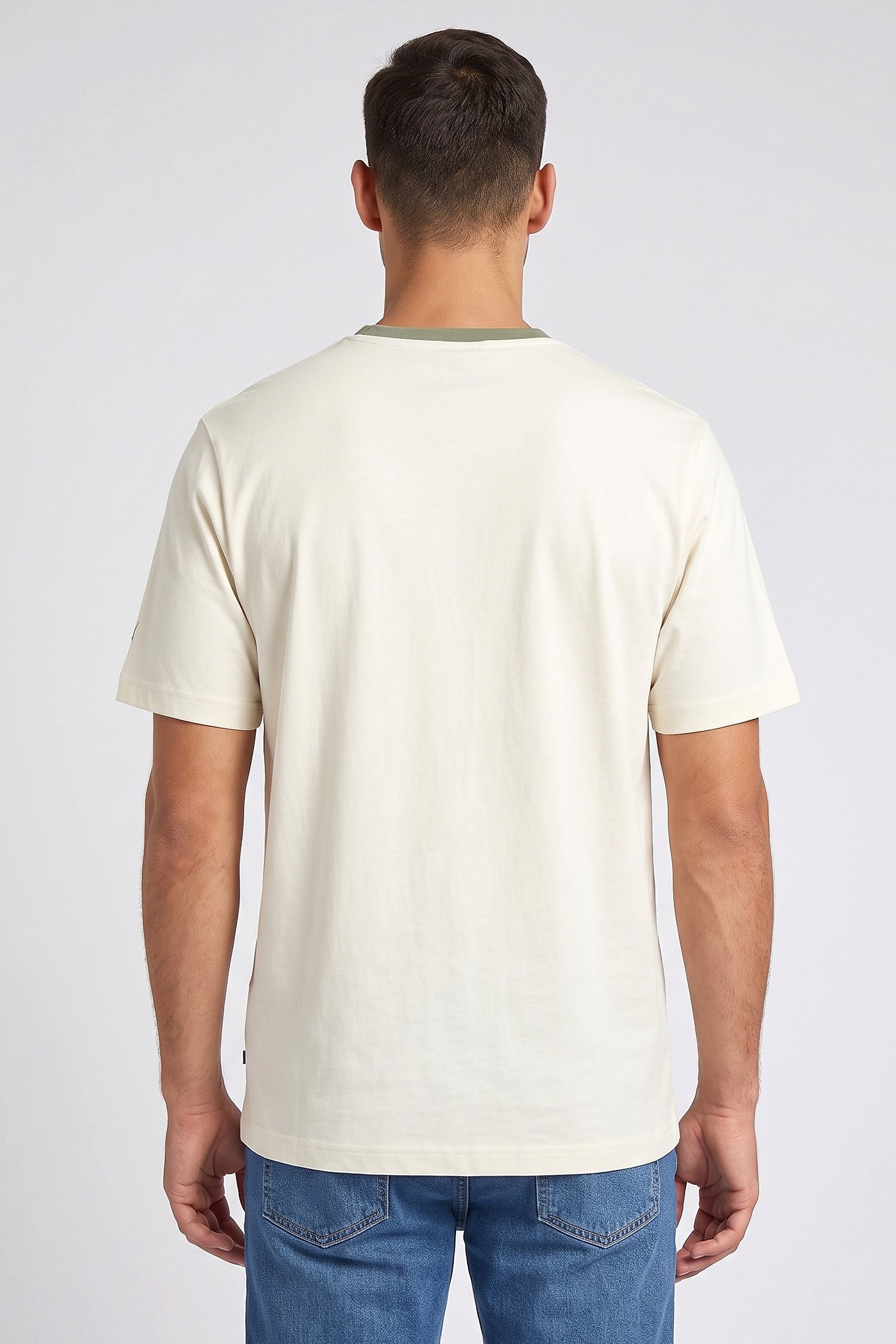 Men Crew Neck Short Sleeve Graphic Print T-Shirt, Ivory