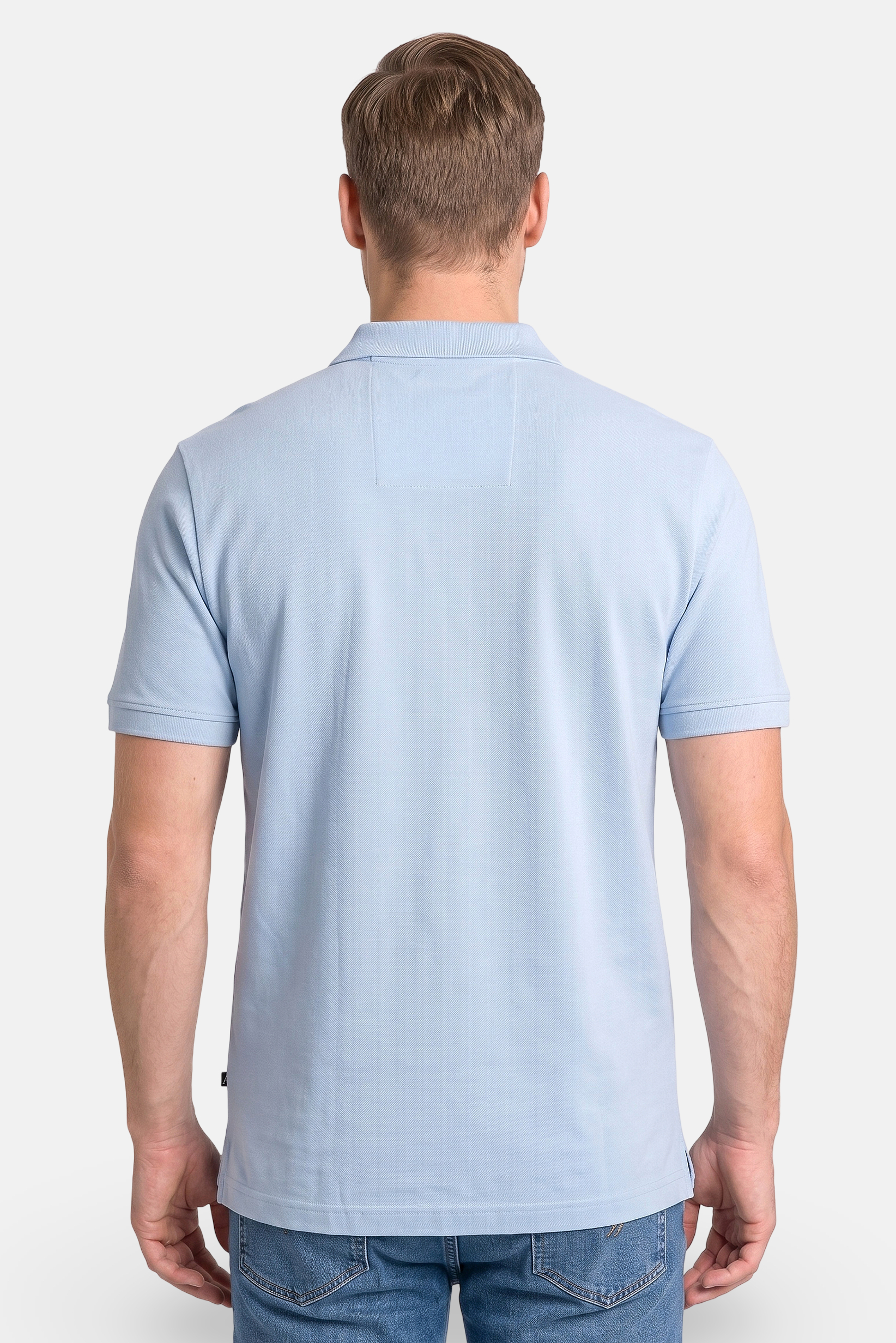 Men Classic Fit Embroidered Logo Short Sleeve Polo Shirt, Sky Blue