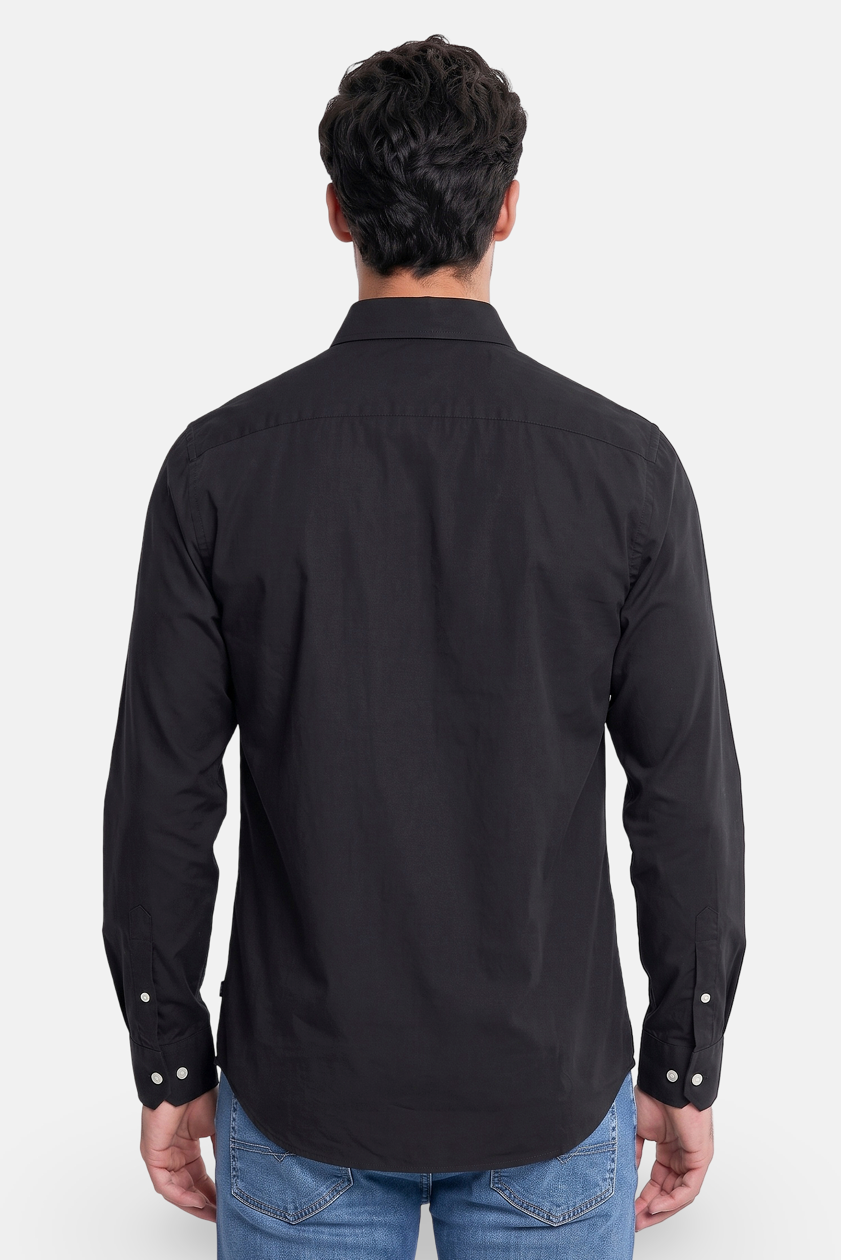 Men Classic Fit Long Sleeve Solid Casual Shirt, Black