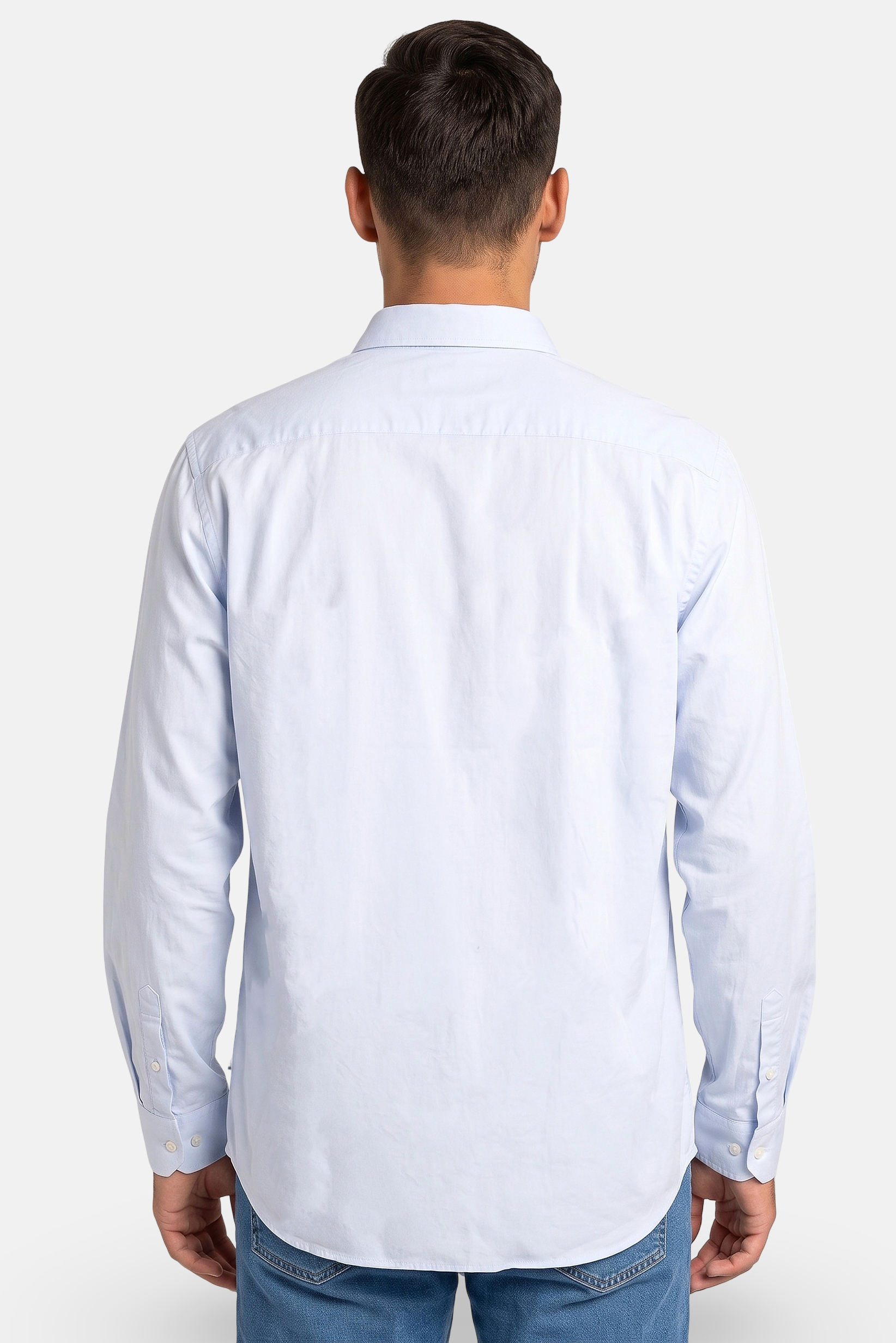 Men Classic Fit Embroidered Logo Long Sleeve Casual Shirt, Light Blue