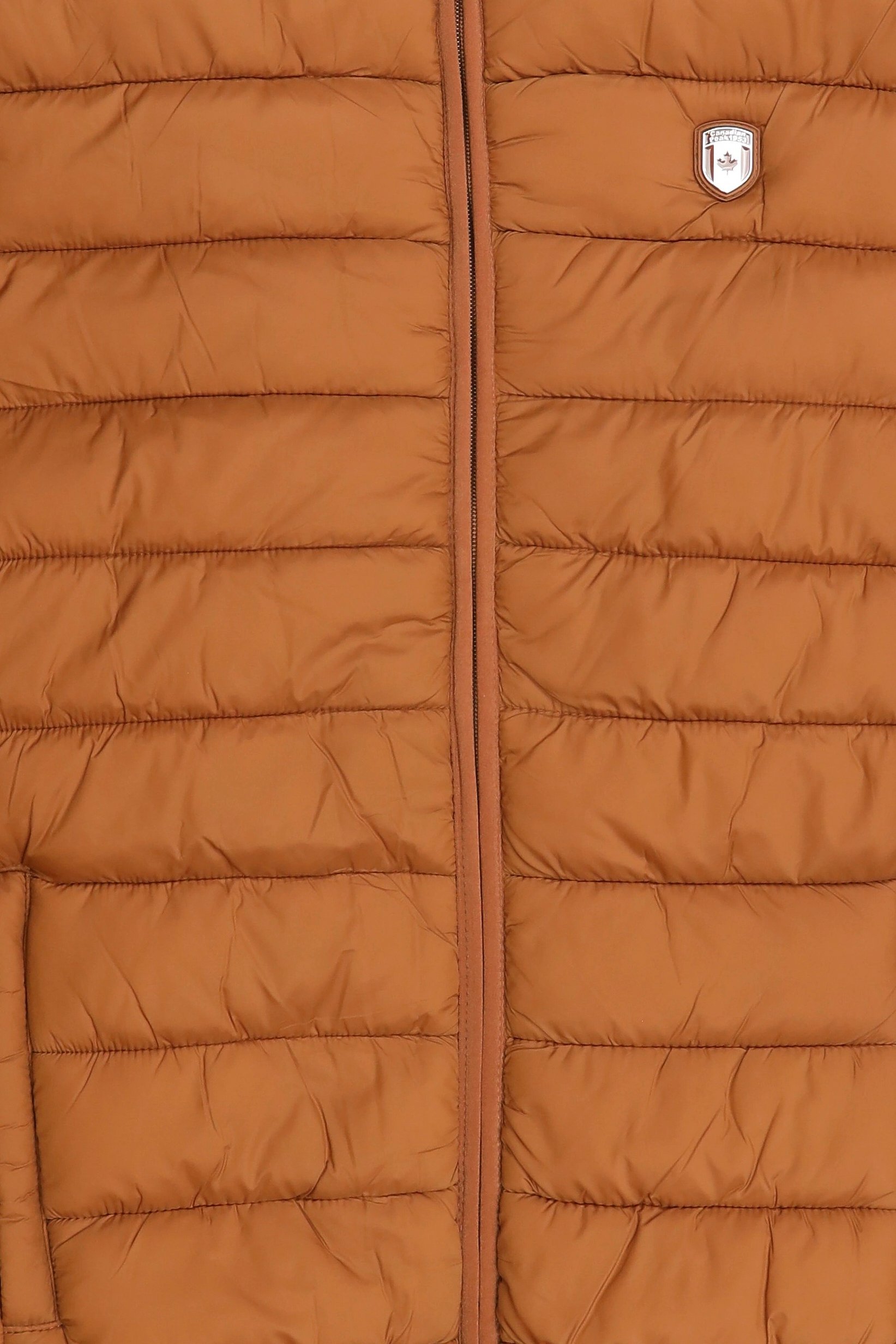 Men Brand Logo Long Sleeve Puffer Jacket, Brown