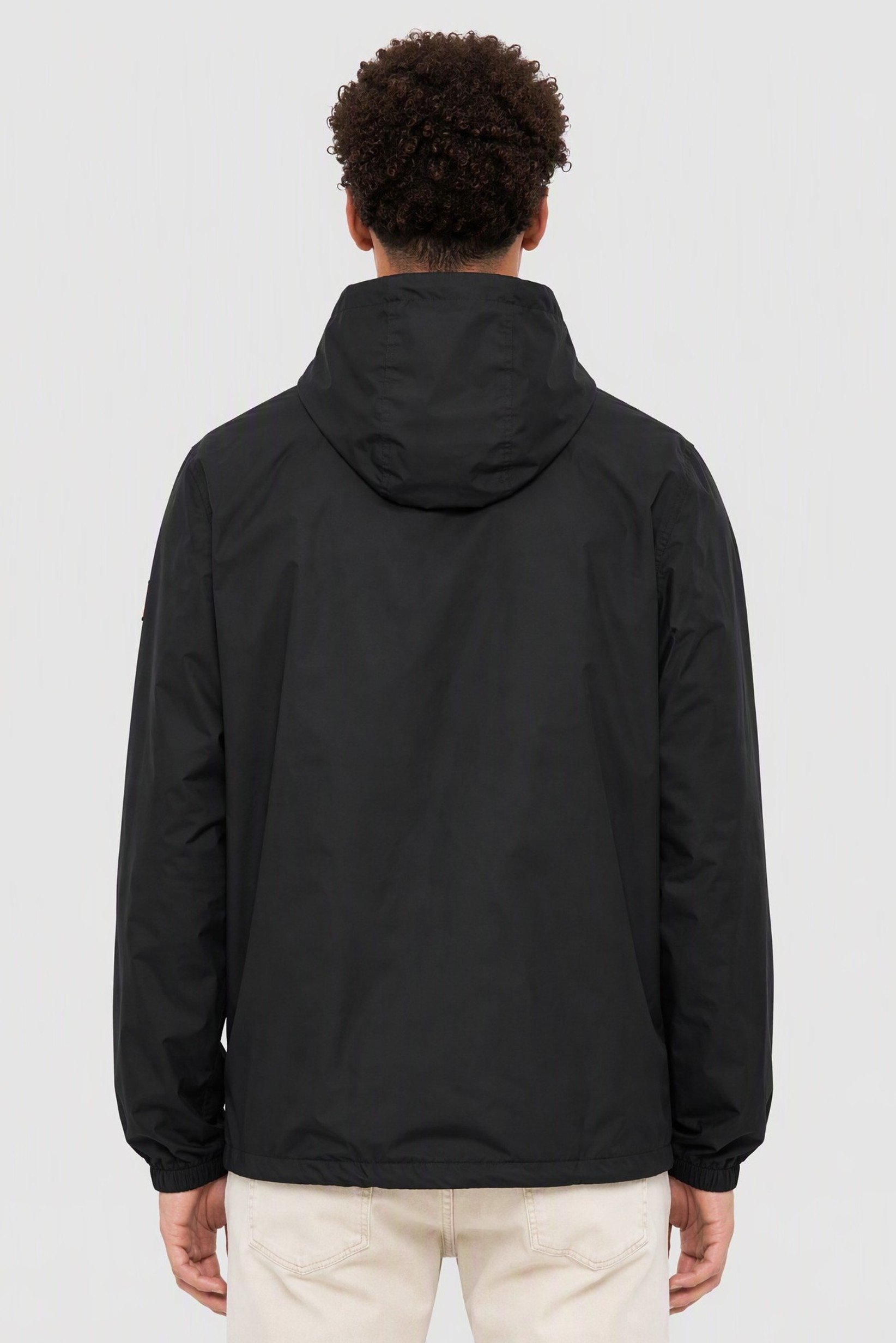 Men Embroidered Logo Windbreaker Full Zip Jacket, Black