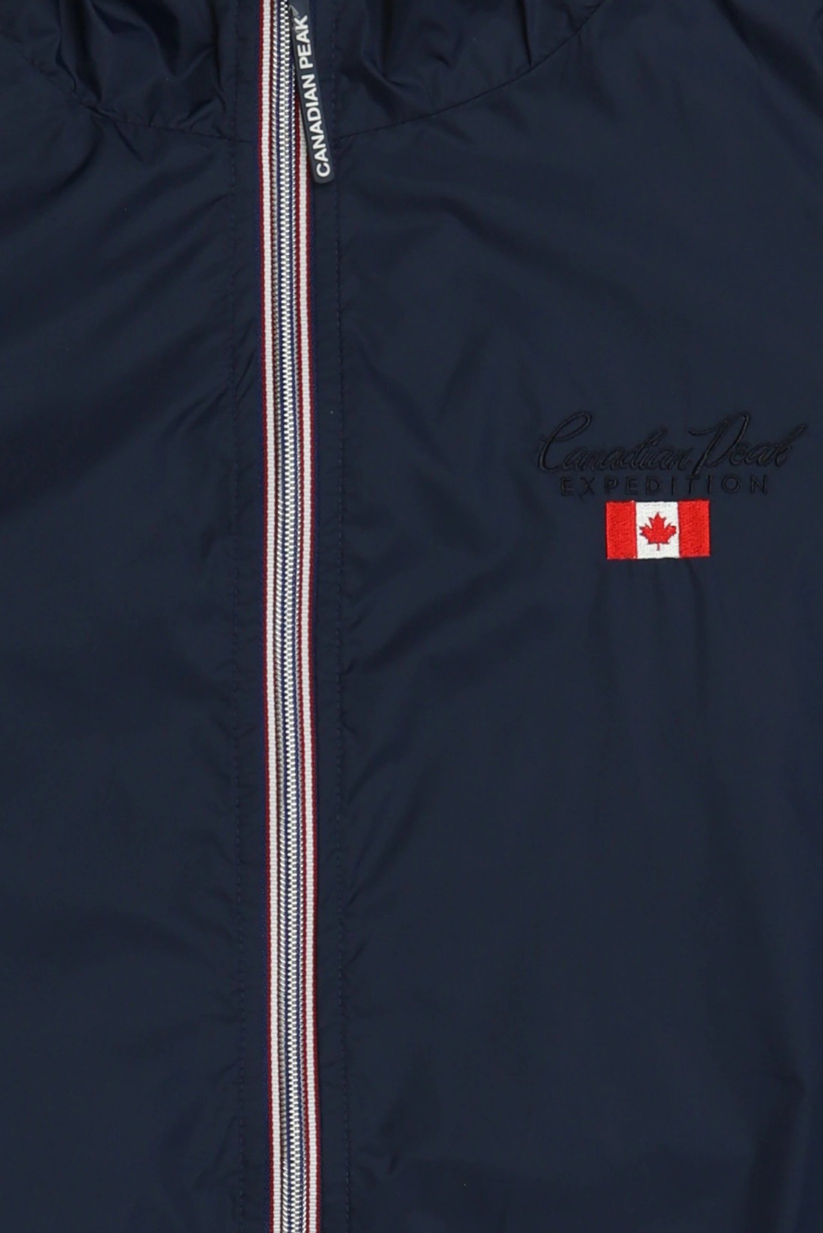 Men Embroidered Logo Windbreaker Full Zip Jacket, Navy Blue
