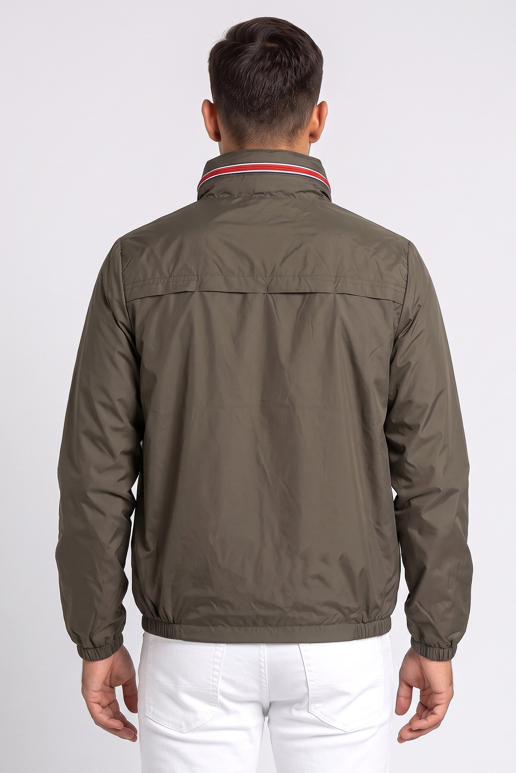 Men Brand Logo Windbreaker Jacket, Olive