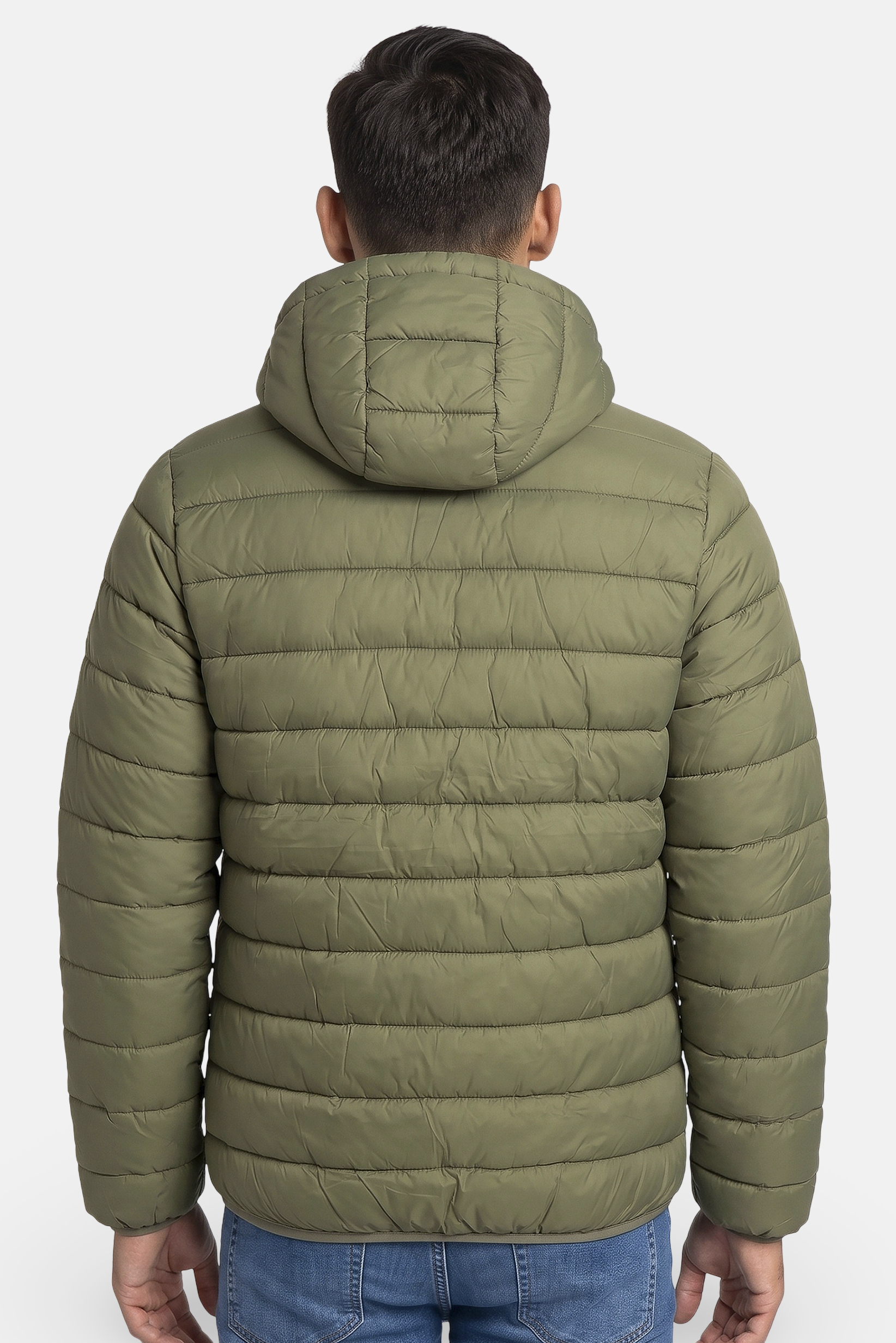 Men Quilted Puffer Jacket, Olive