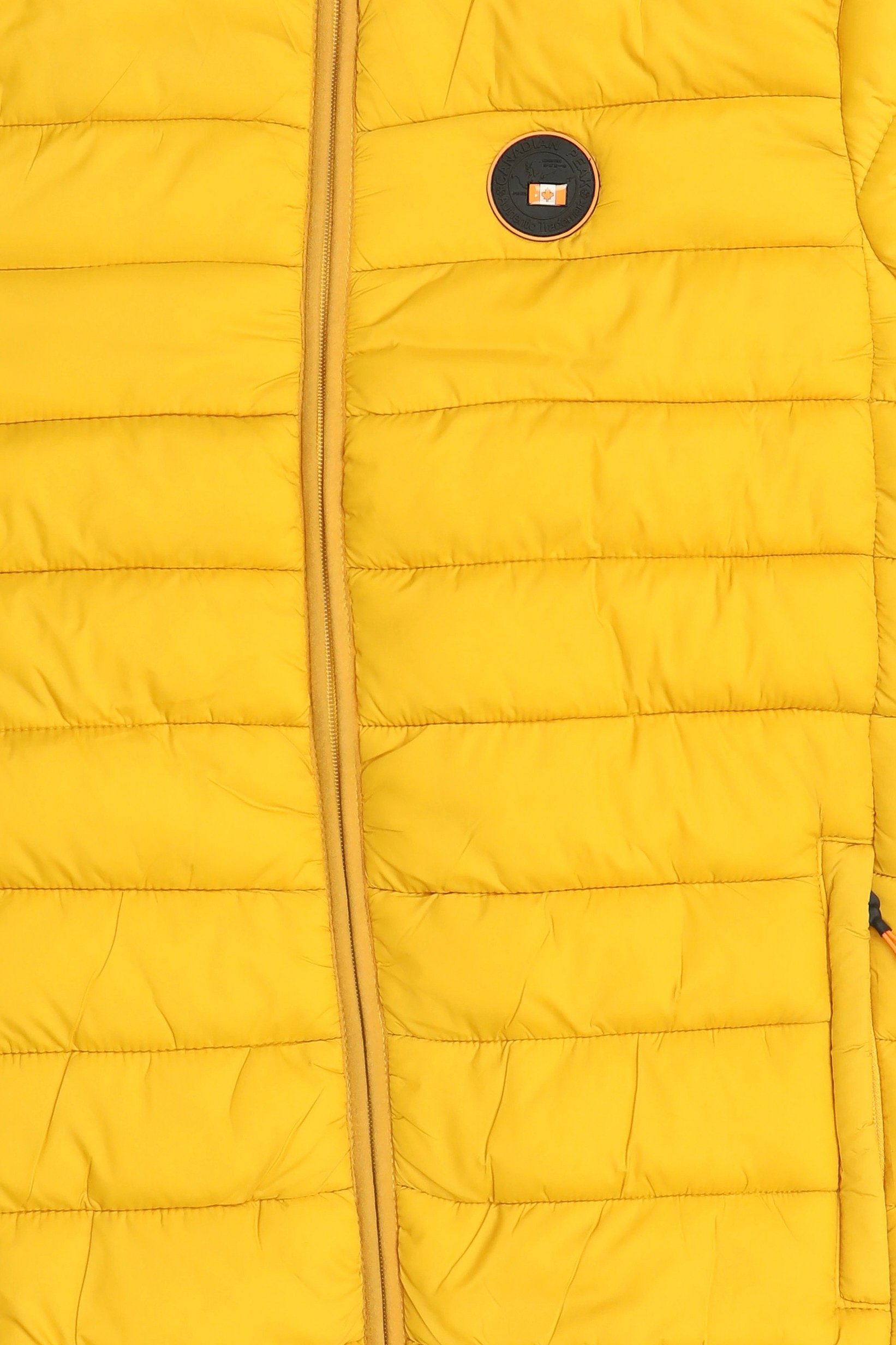 Men Brand Logo Long Sleeve Puffer Jacket, Mustard