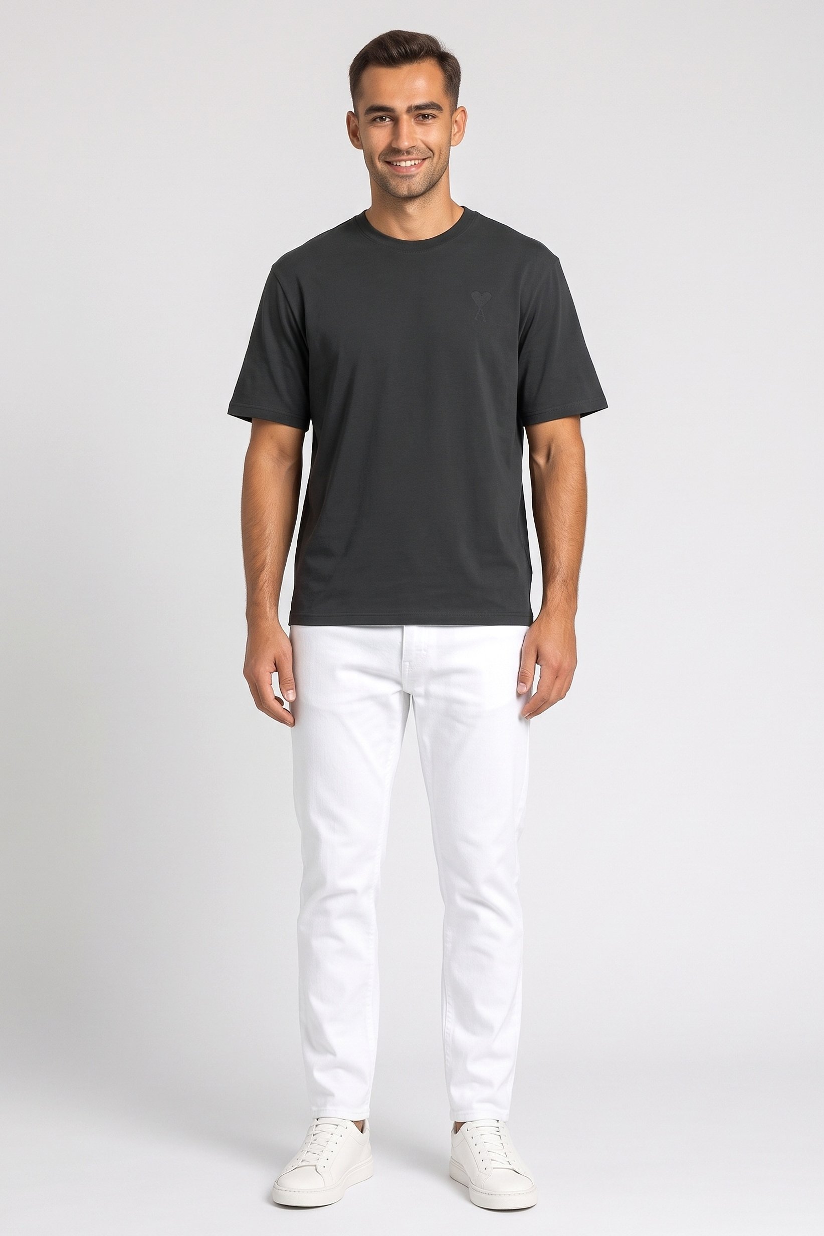 Men Crew Neck Short Sleeve Plain T-shirt, Dark Green