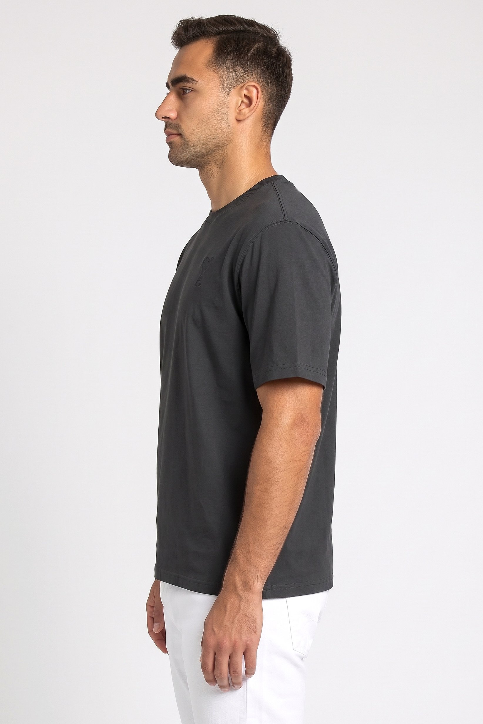 Men Crew Neck Short Sleeve Plain T-shirt, Dark Green