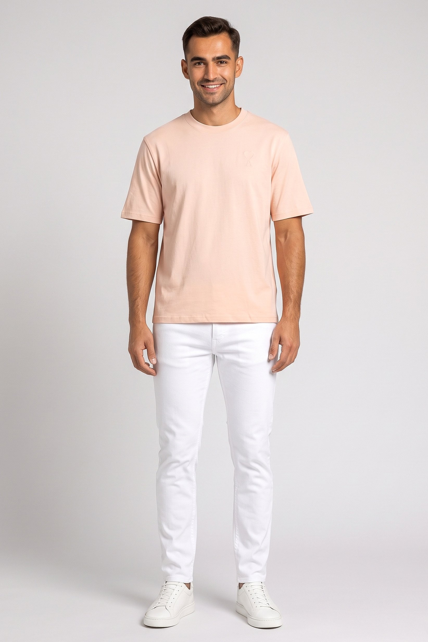 Men Crew Neck Short Sleeve Plain T-Shirt, Pink