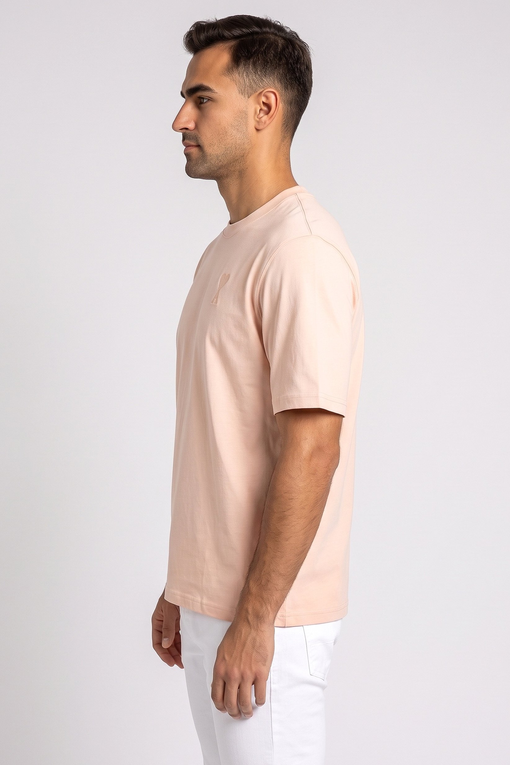 Men Crew Neck Short Sleeve Plain T-Shirt, Pink