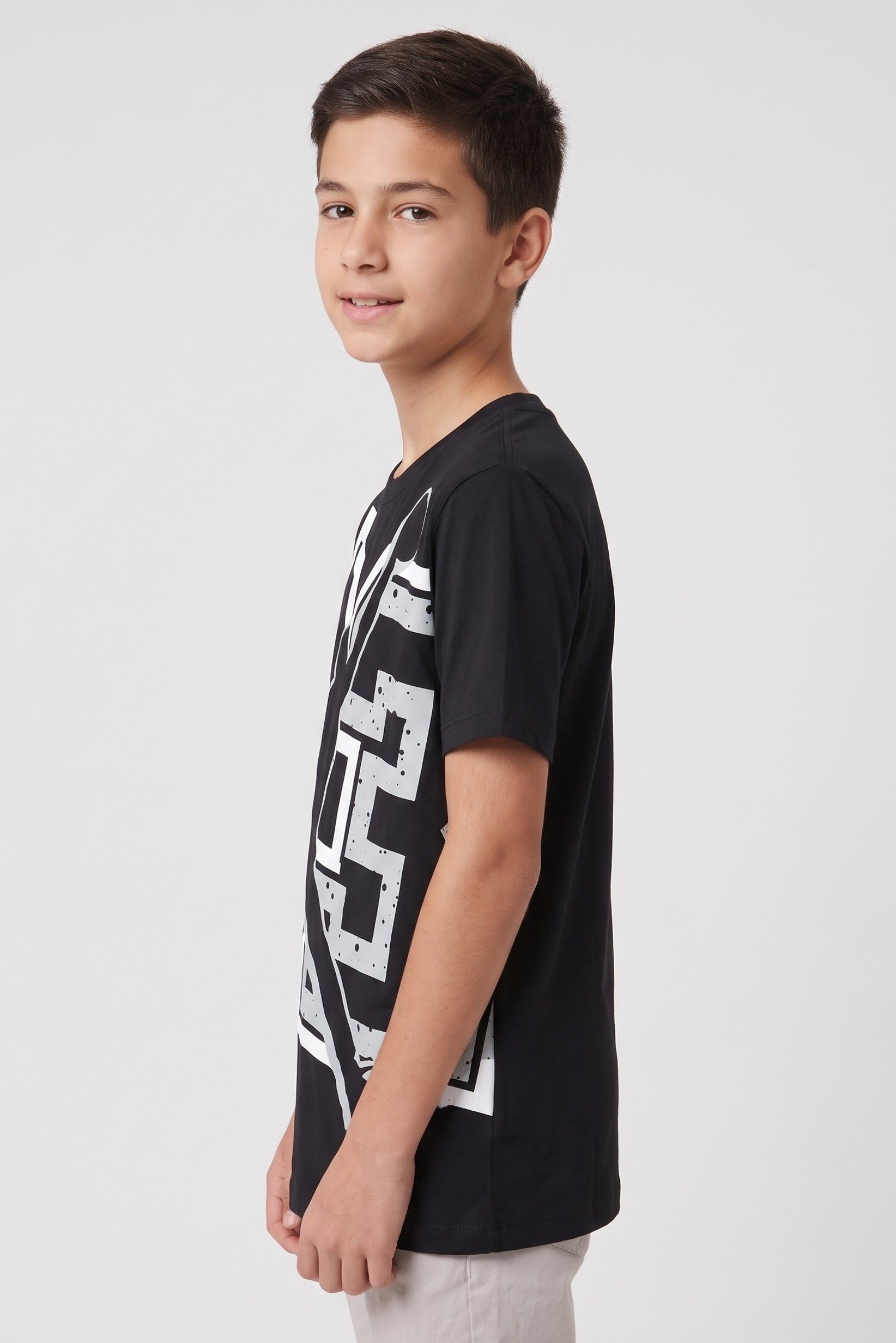 Kids Boy Sportswear Fit Short Sleeve Outdoor T-Shirt, Black