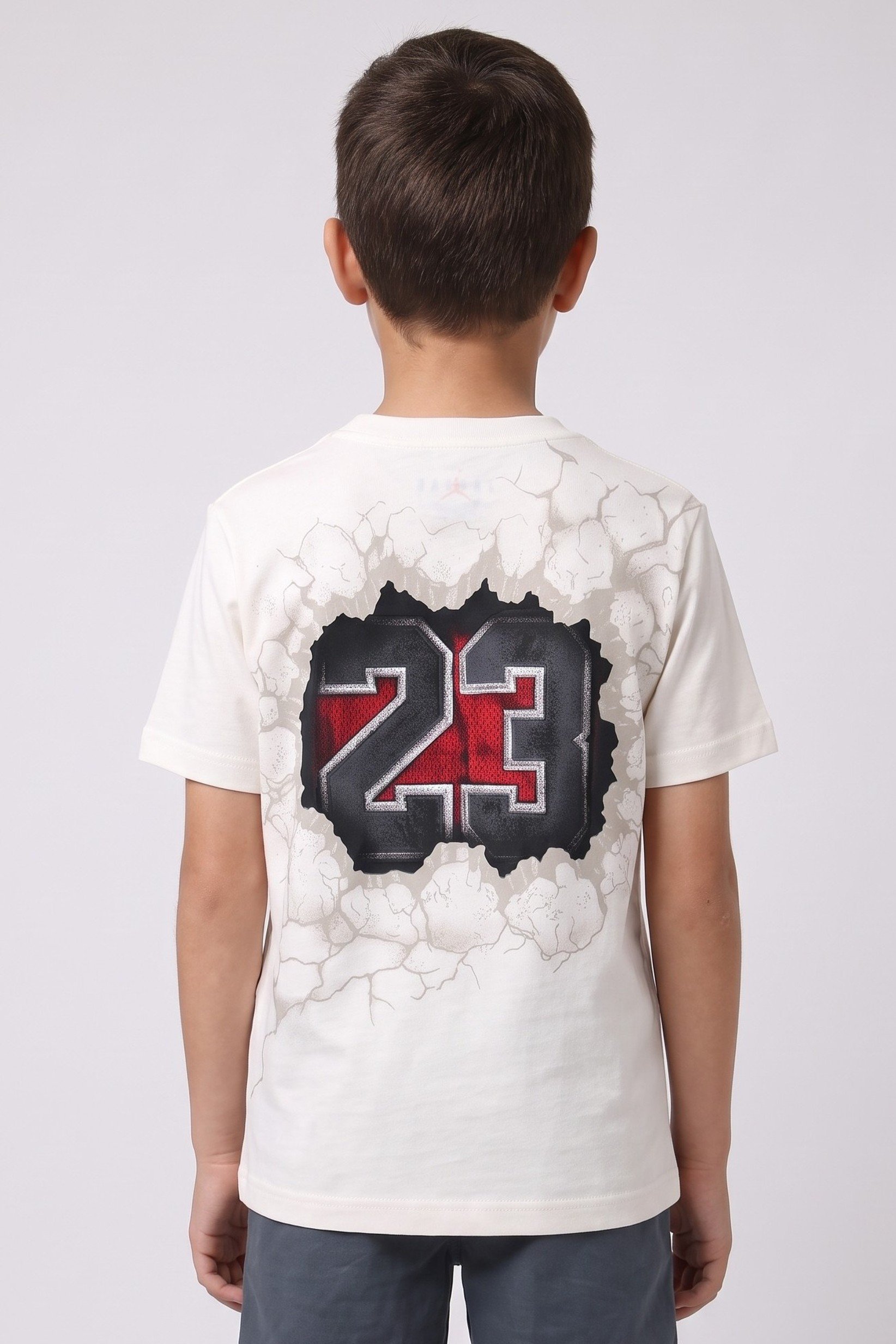 Kids Boy Sportswear Fit Short Sleeve Training T-Shirt, Off White