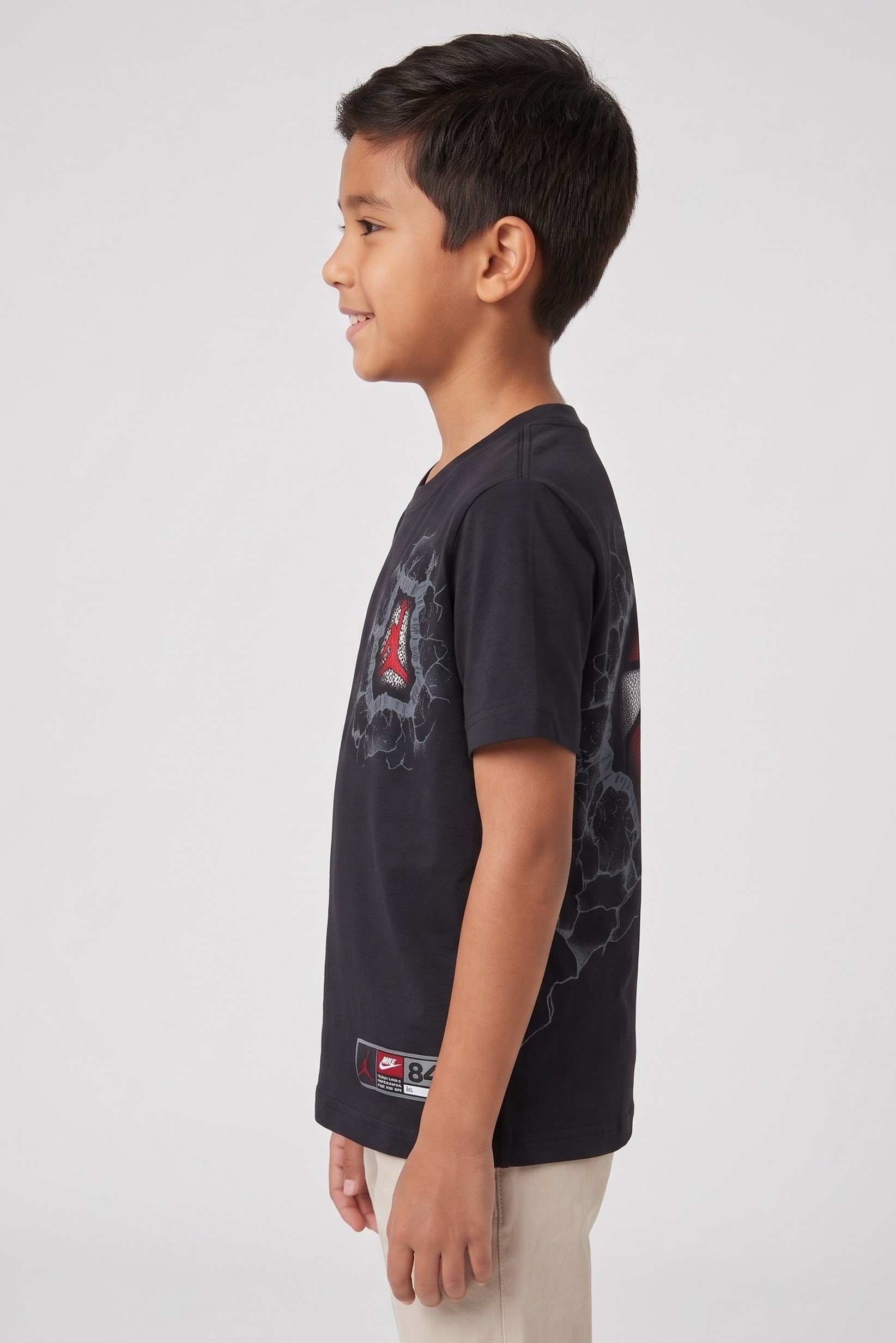 Kids Boy Sportswear Fit Short Sleeve Outdoor T-Shirt, Black
