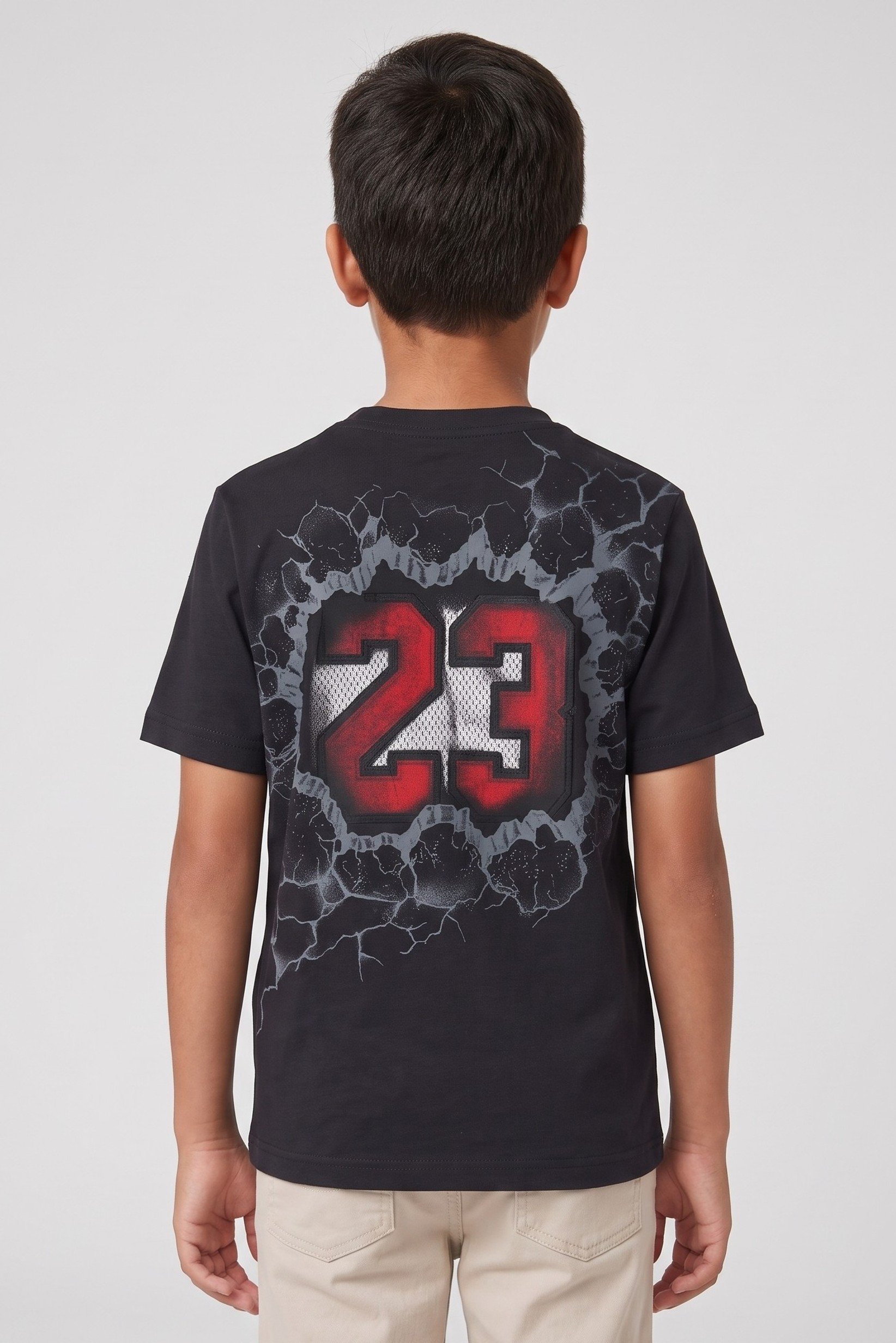 Kids Boy Sportswear Fit Short Sleeve Outdoor T-Shirt, Black