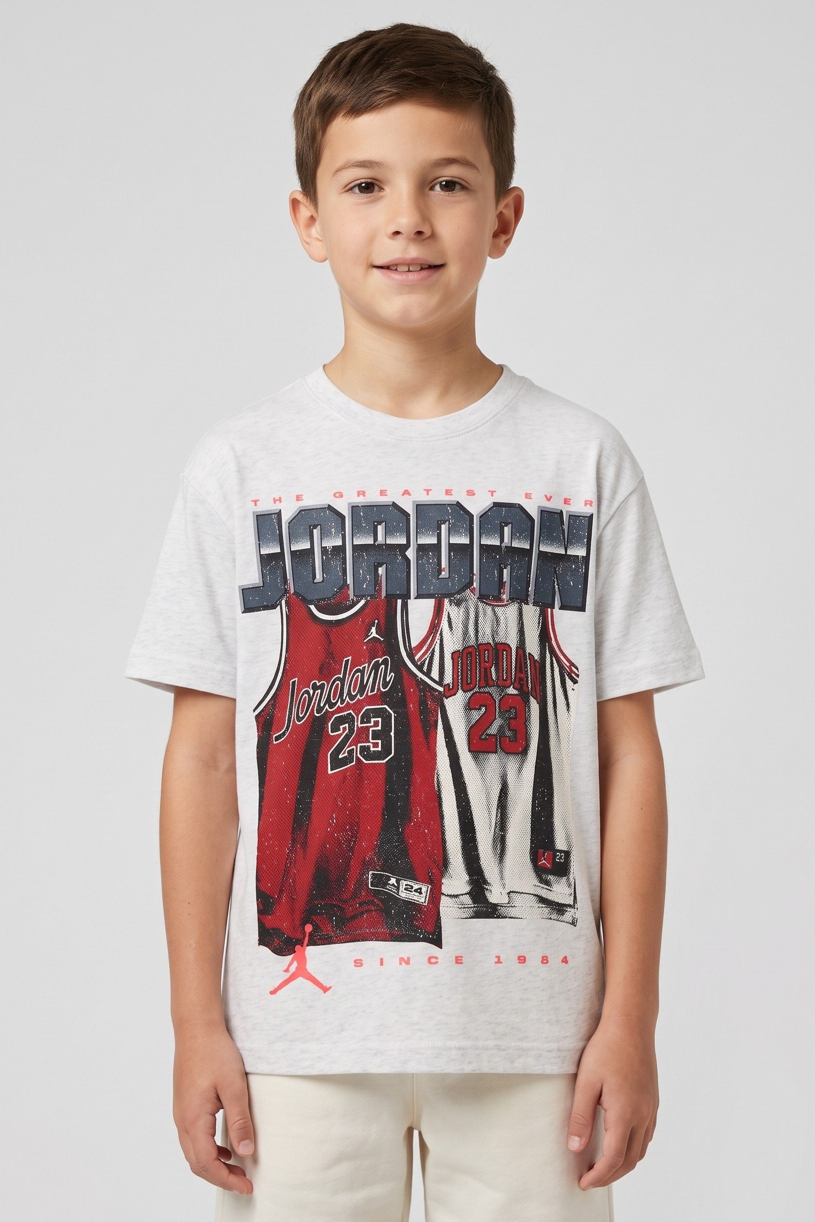 Kids Boy Sportswear Fit Short Sleeve Outdoor T-Shirt, Heather Grey