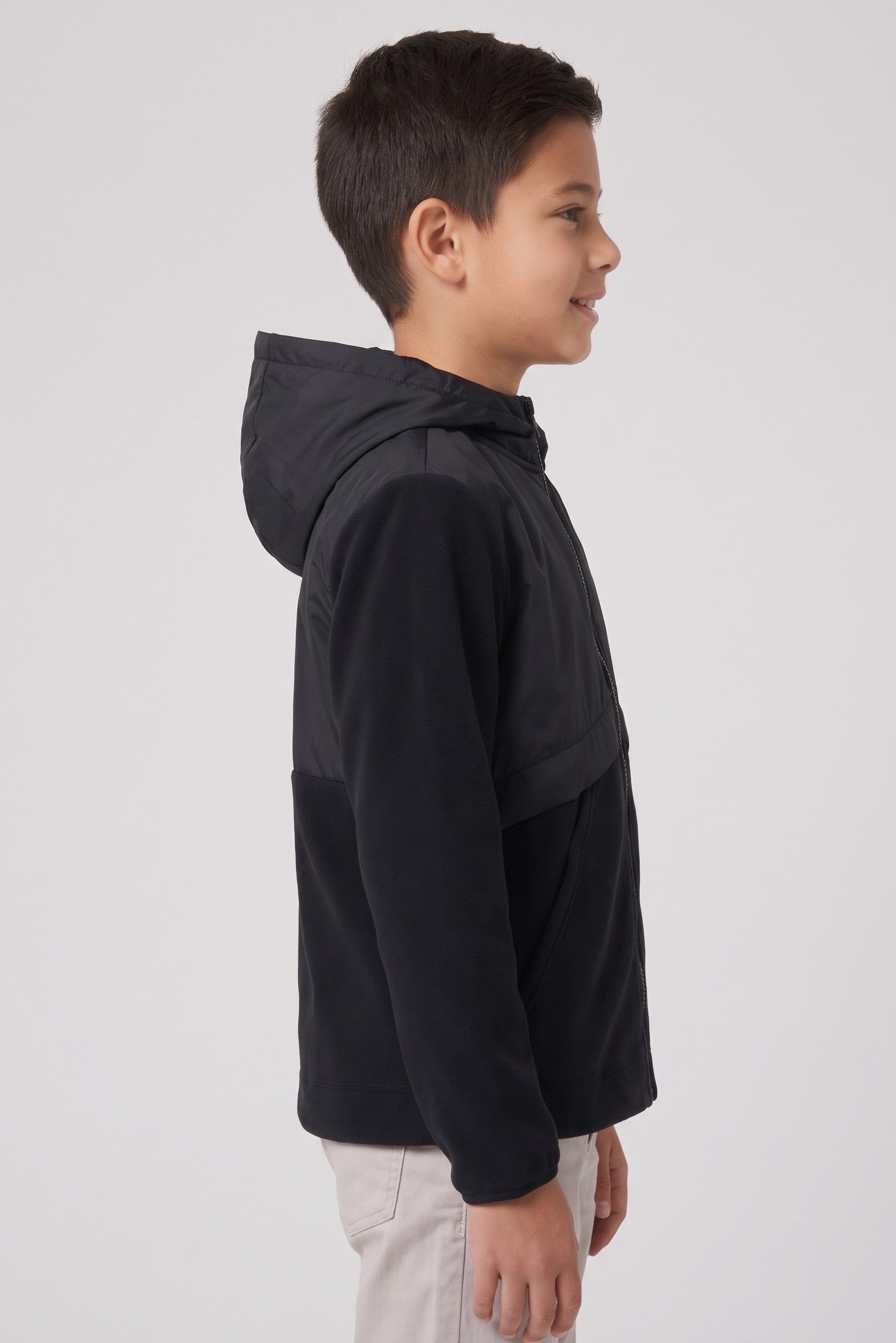 Kids Boy Sportswear Fit Long Sleeve Outdoor Jacket, Black
