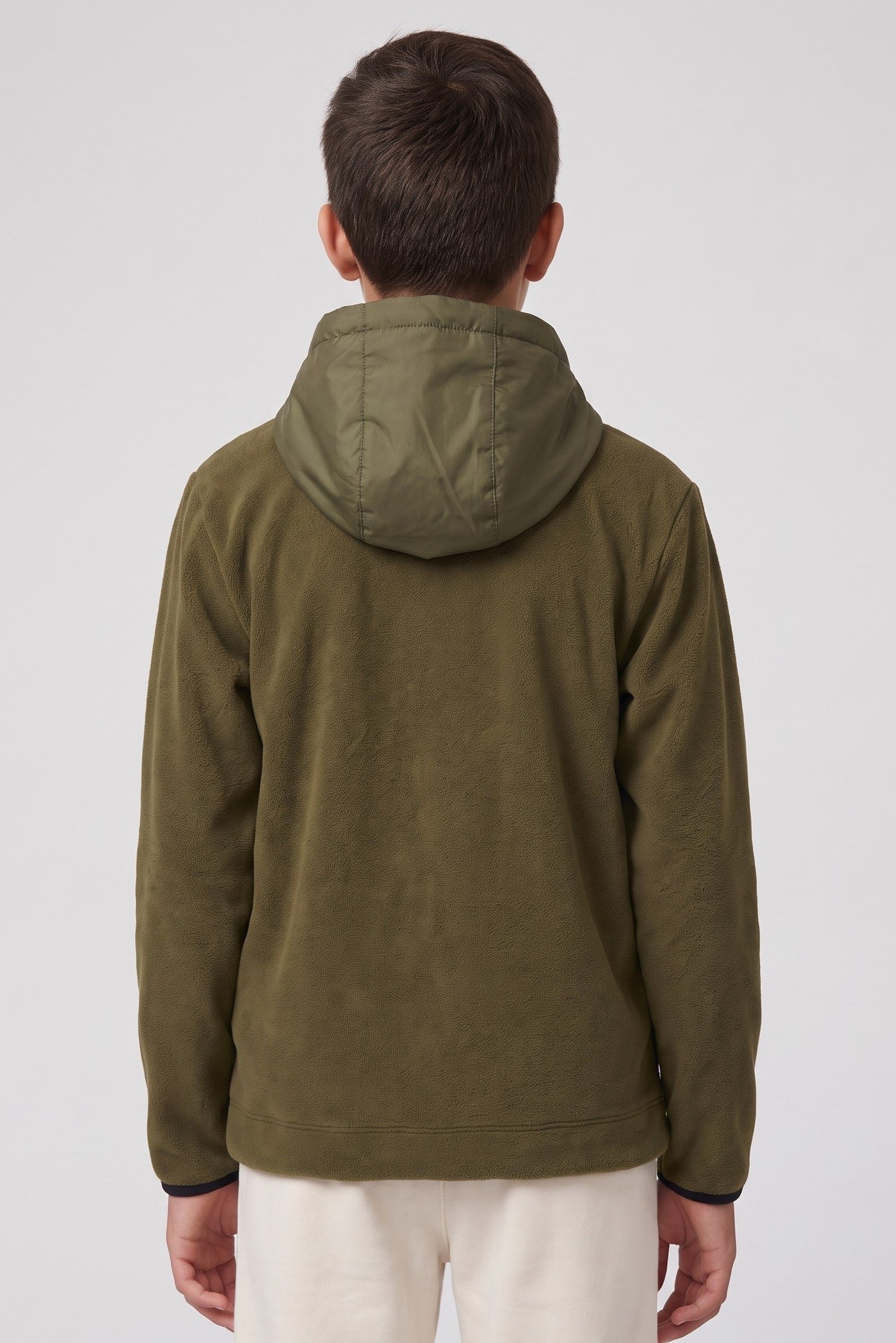 Kids Boy Sportswear Fit Long Outdoor Jacket, Olive