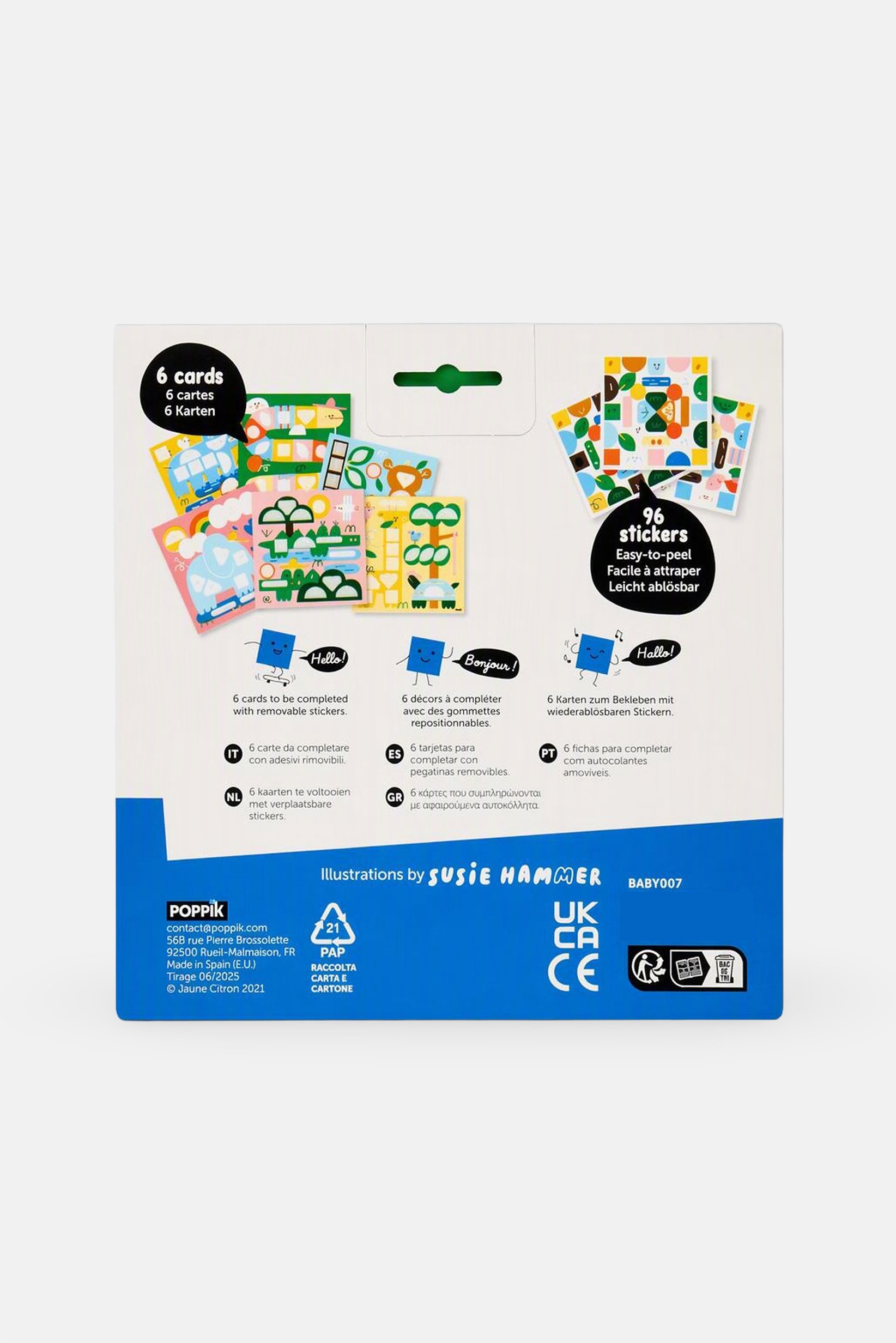 Poppik Animals 6 Cards And 96 Stickers